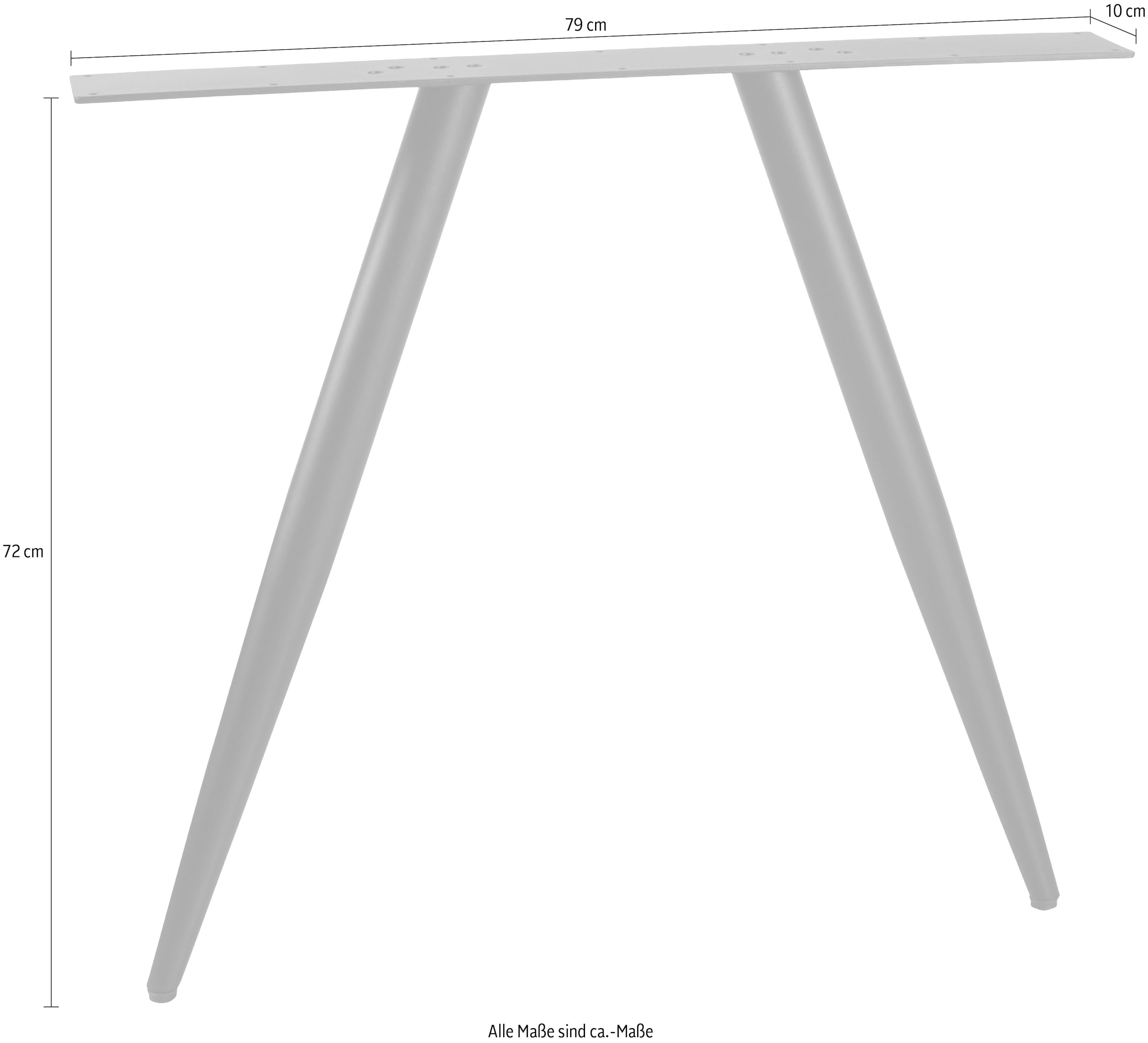 WOOOD Pied de table »Tablo Metall 2-Ständer mit Pulverbeschichtung B 79 x T 10 x H 72 cm« Structure ronde, cadre haut Ø 5 cm bas Ø 3 cm, capacité de charge 50 kg