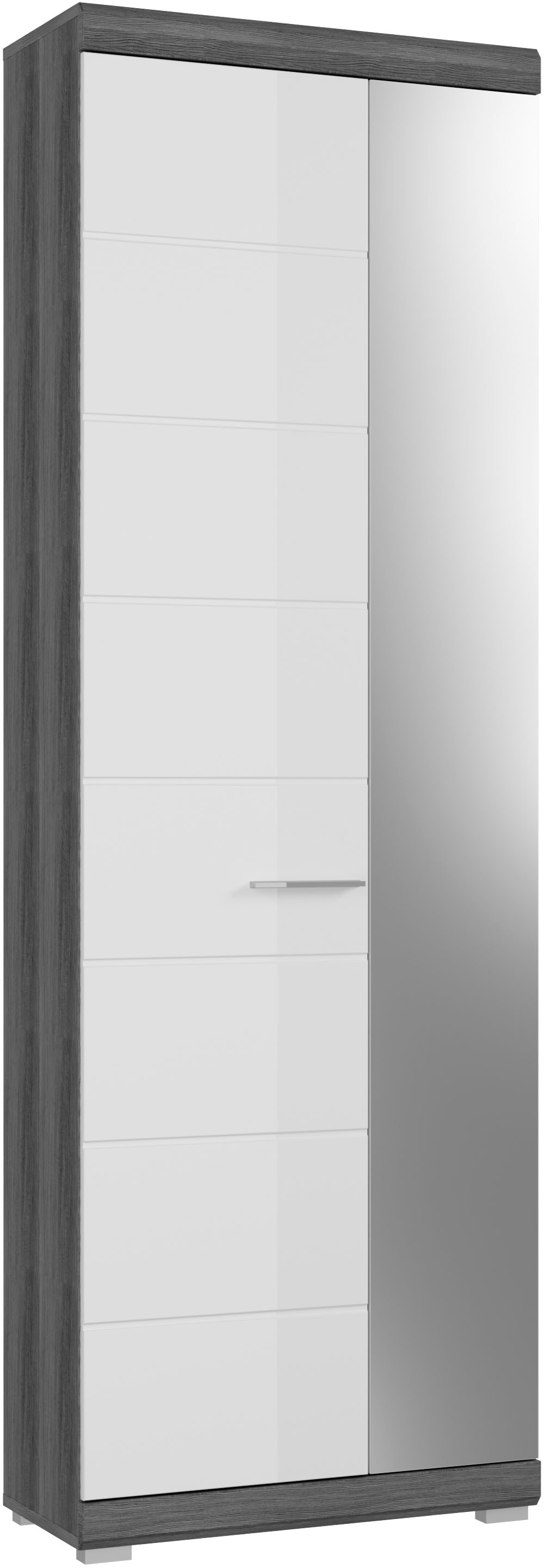 Image of Home affaire Garderobenschrank "SIENA, Höhe 197cm, 2 Türen, 4 Einlegeböden, ausziehbare Kleiderstange" hochwertige Rillenfräsung in MDF Front, 1 Stk. tlg. Stauraumschrank, Flurschrank, Dielenschrank