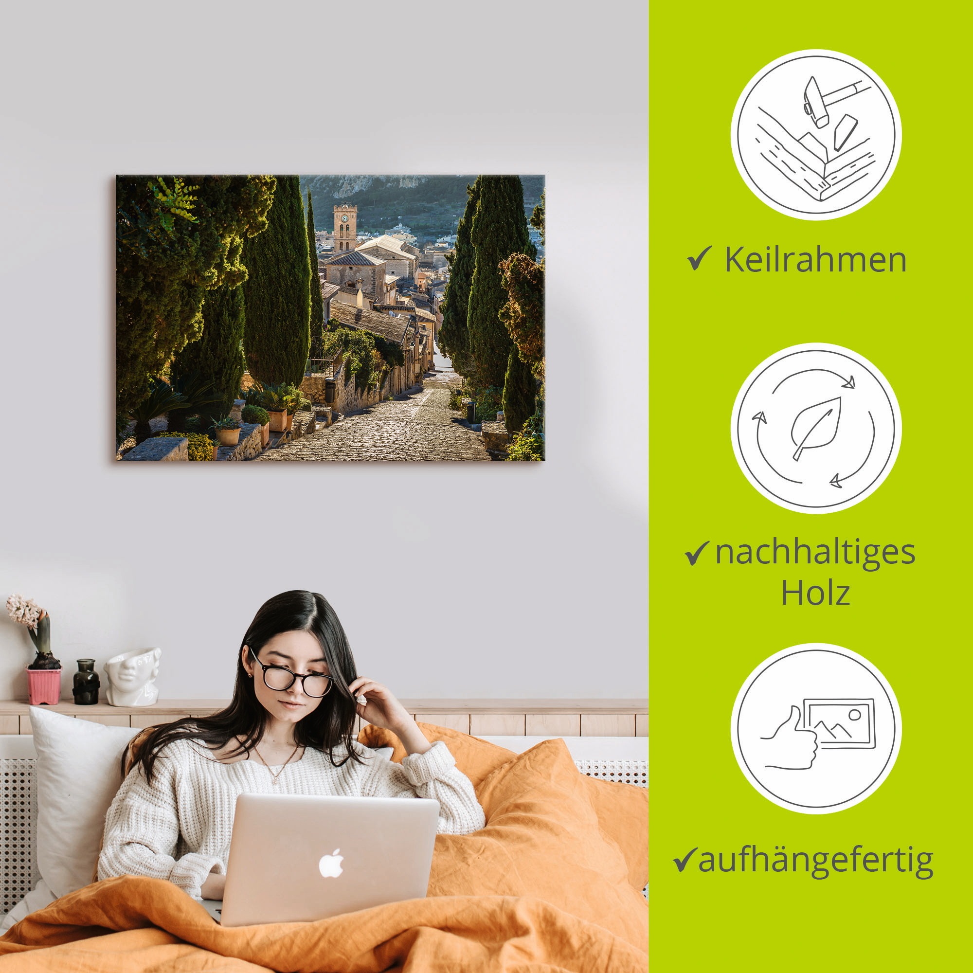 Artland Wandbild »Blick vom Kalvarienberg auf Pollenca«, Mallorca, (1 St.), als Alubild, Outdoorbild, Leinwandbild in verschied. Grössen