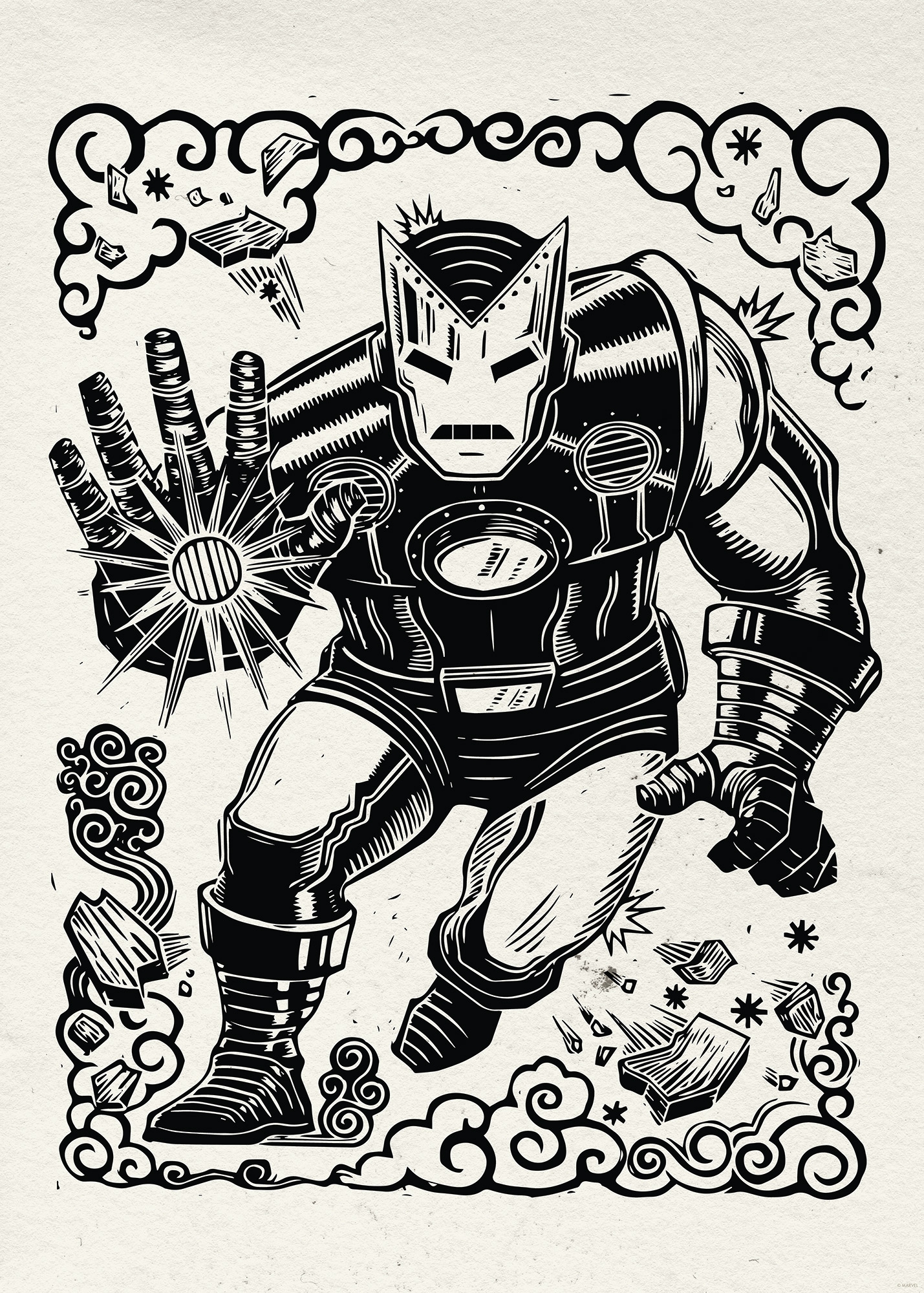 Komar Wandbild »Marvel Iron Man Lino-Cut« Disney Set, 1 Stk. tlg. 50 x 70 cm (Breite x Höhe) - Kinderzimmer, Dekoration