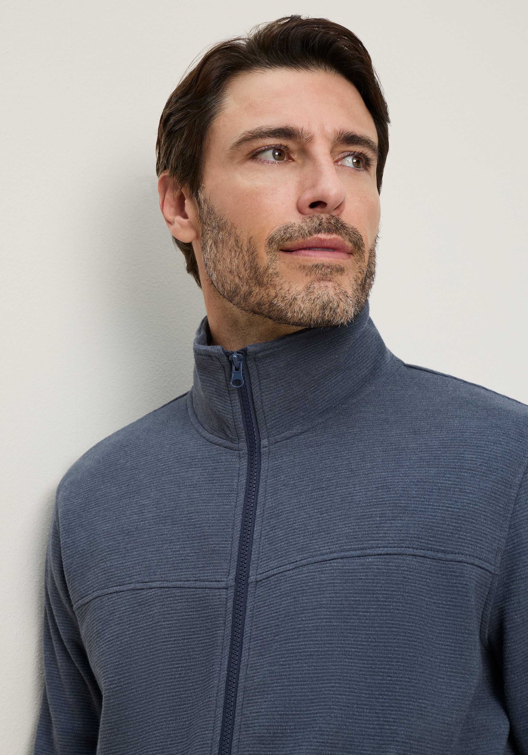 Man's World Veste sweat avec col montant, manches longues