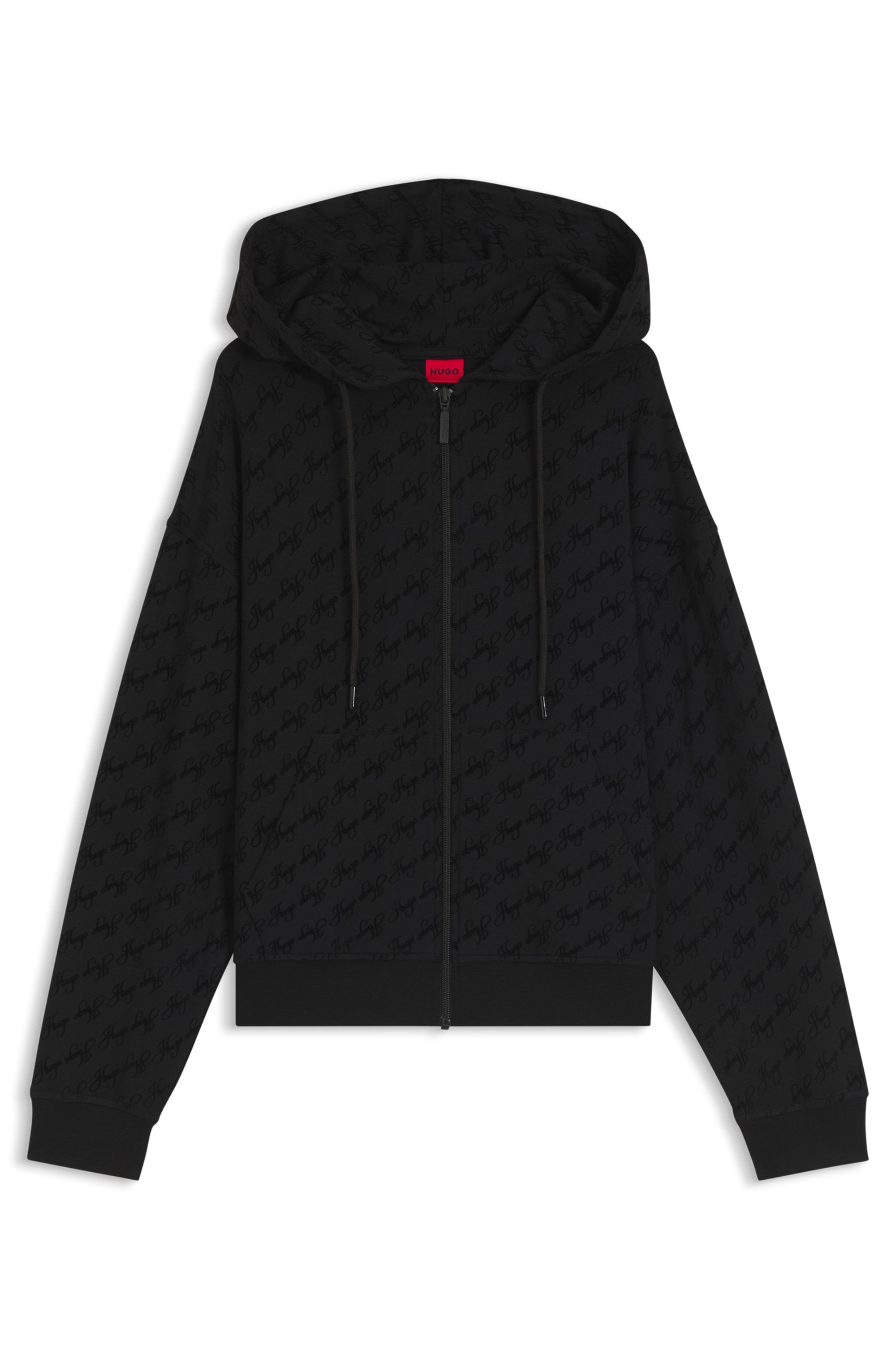 HUGO Underwear Kapuzensweatjacke »FLOKKY« Flock-Logo-Print, relaxed fit