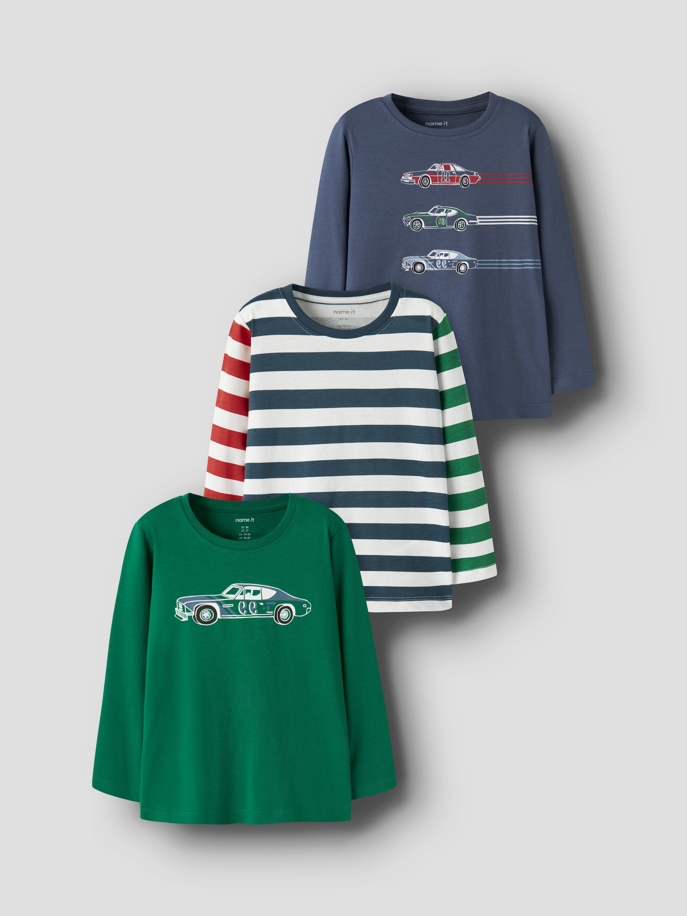 Name It T-shirt à manches longues »NMMNIKO 3P LS TOP« Paquet, 3 coton, coupe régulière