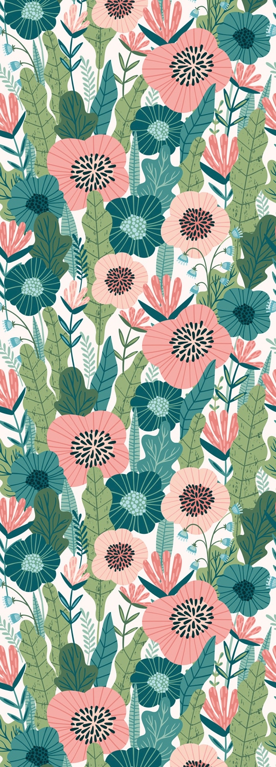 Image of queence Vinyltapete "Defne" Motiv bedruckt botanisch floral gemustert natürlich glatt 90x250cm, selbstklebend, kinderleichte Anbringung, Sticker