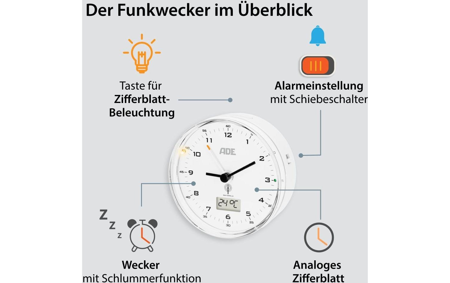 ADE Funkwecker »8,1 x 4 cm«