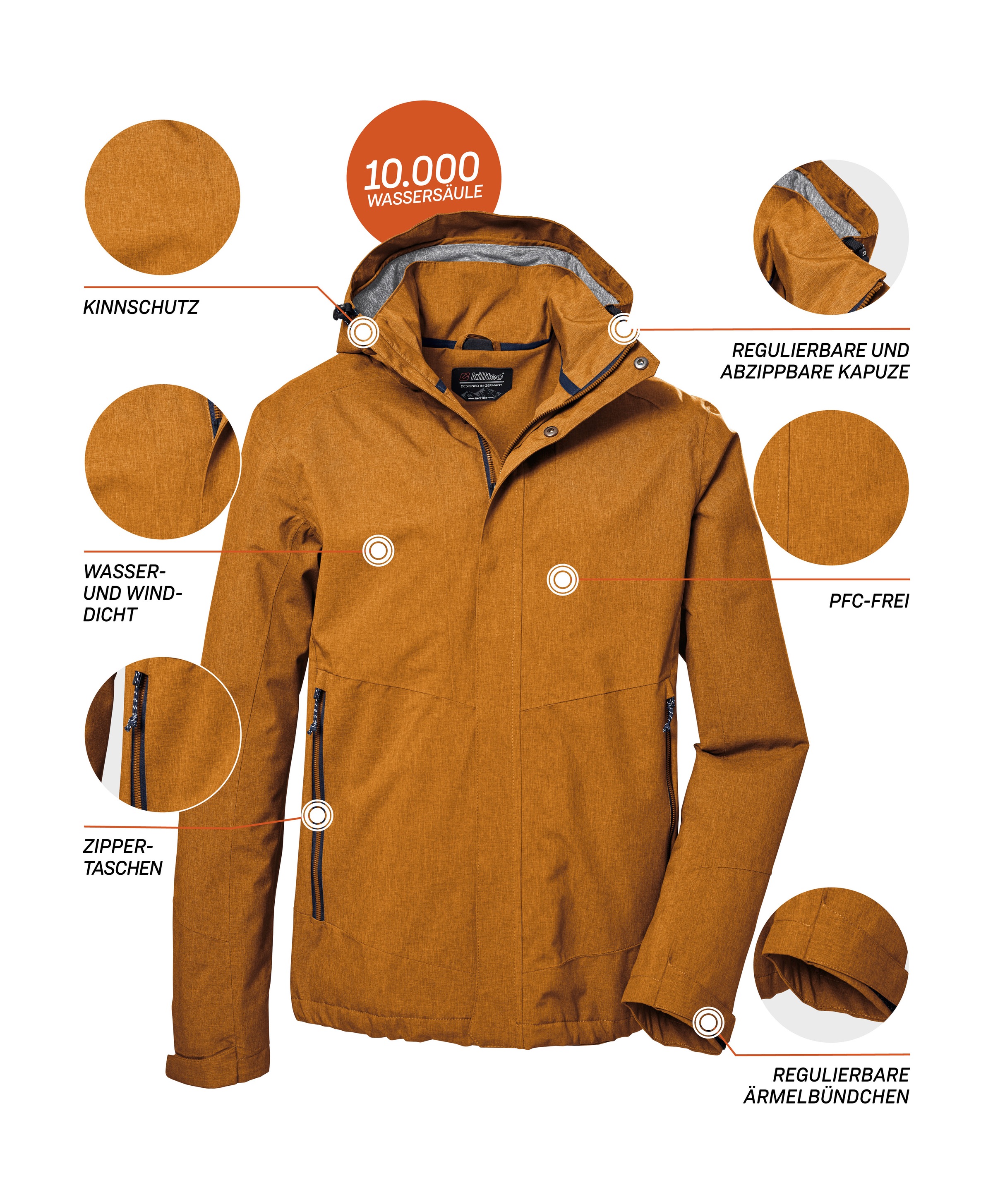Killtec Outdoorjacke »KOS 53 MN JCKT«, Wind- und wasserdicht, atmungsaktiv, abnehmbare Kapuze, fluorfreie Imprägnierung