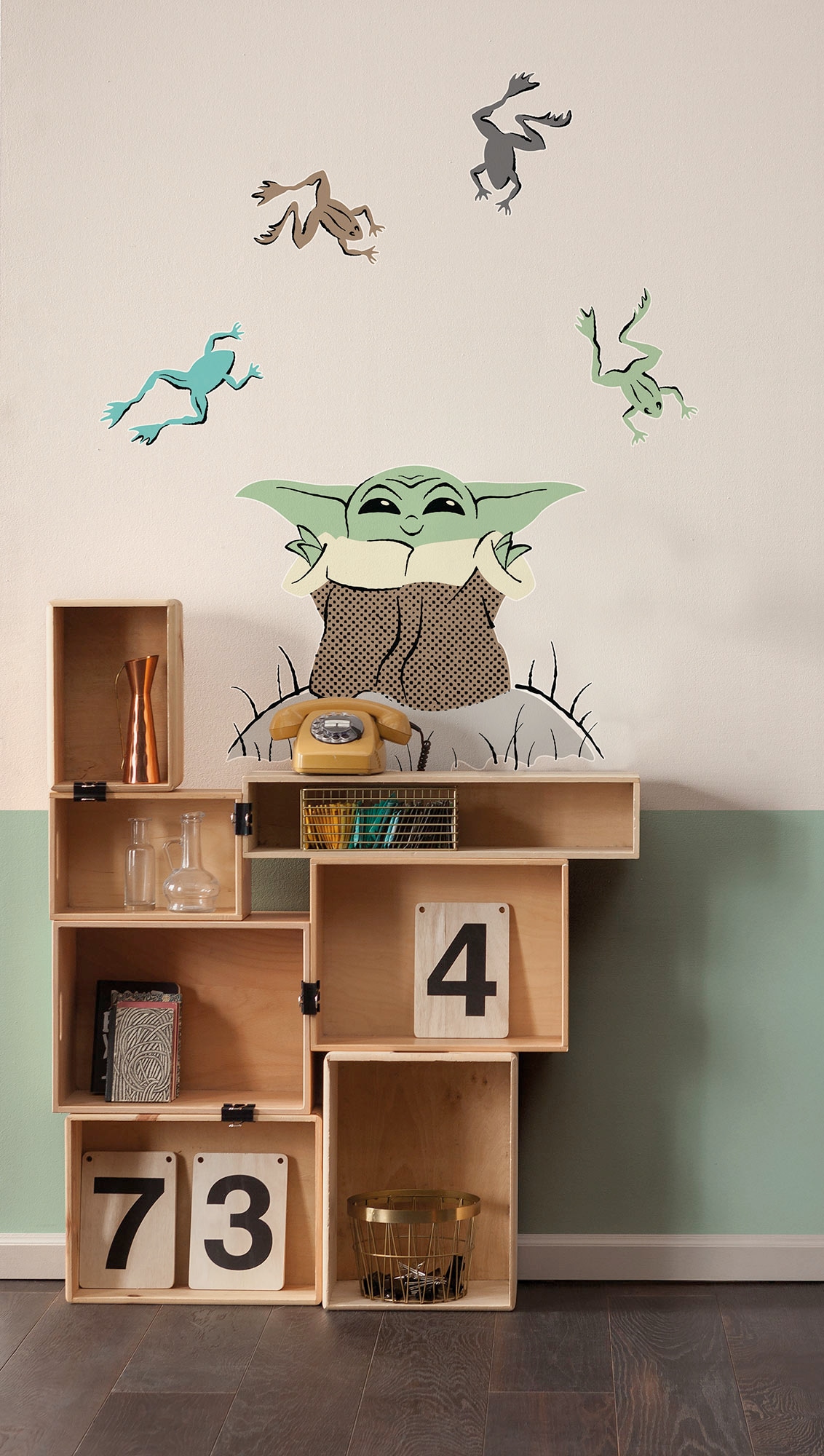 Image of Komar Wandtattoo "Star Wars The Mandalorian Grogu Enchanted Frogs" 50 x 70 cm (Breite x Höhe) - Kinderzimmer, Wandsticker