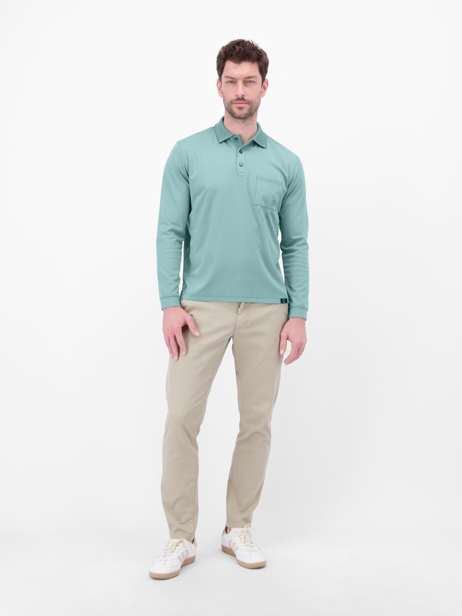 LERROS Sweatshirt »Langarm Polo mit Brusttasche aus Baumwollmix«
