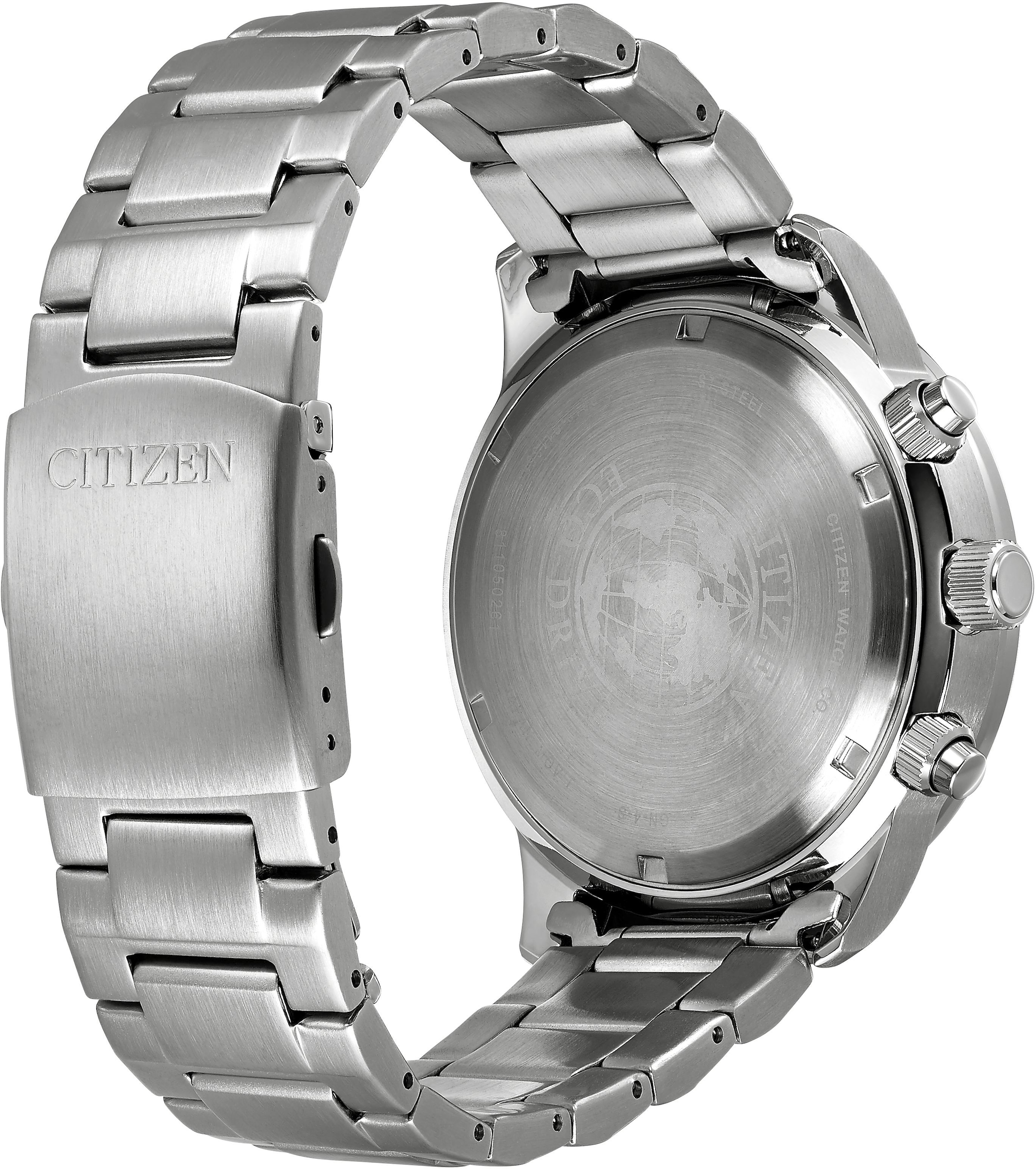 Citizen Chronograph Armbanduhr, Herrenuhr, Solar, Stoppfunktion, Edelstahlarmband
