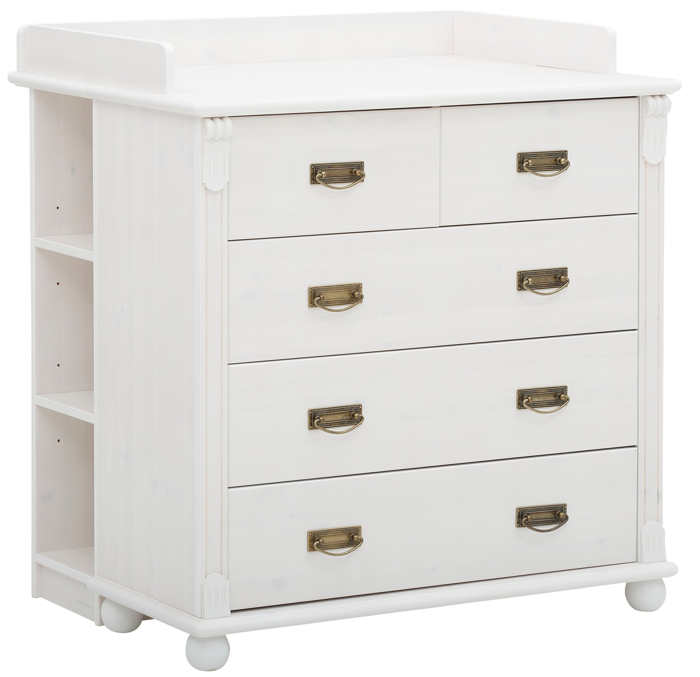 Image of GOODproduct Wickelkommode ""Aimo", Kommode, Landhausstil, mit edlen Messinggriffen und Details" bis 15 kg aus Massivholz (Kiefer); FSC-Holz 92 cm