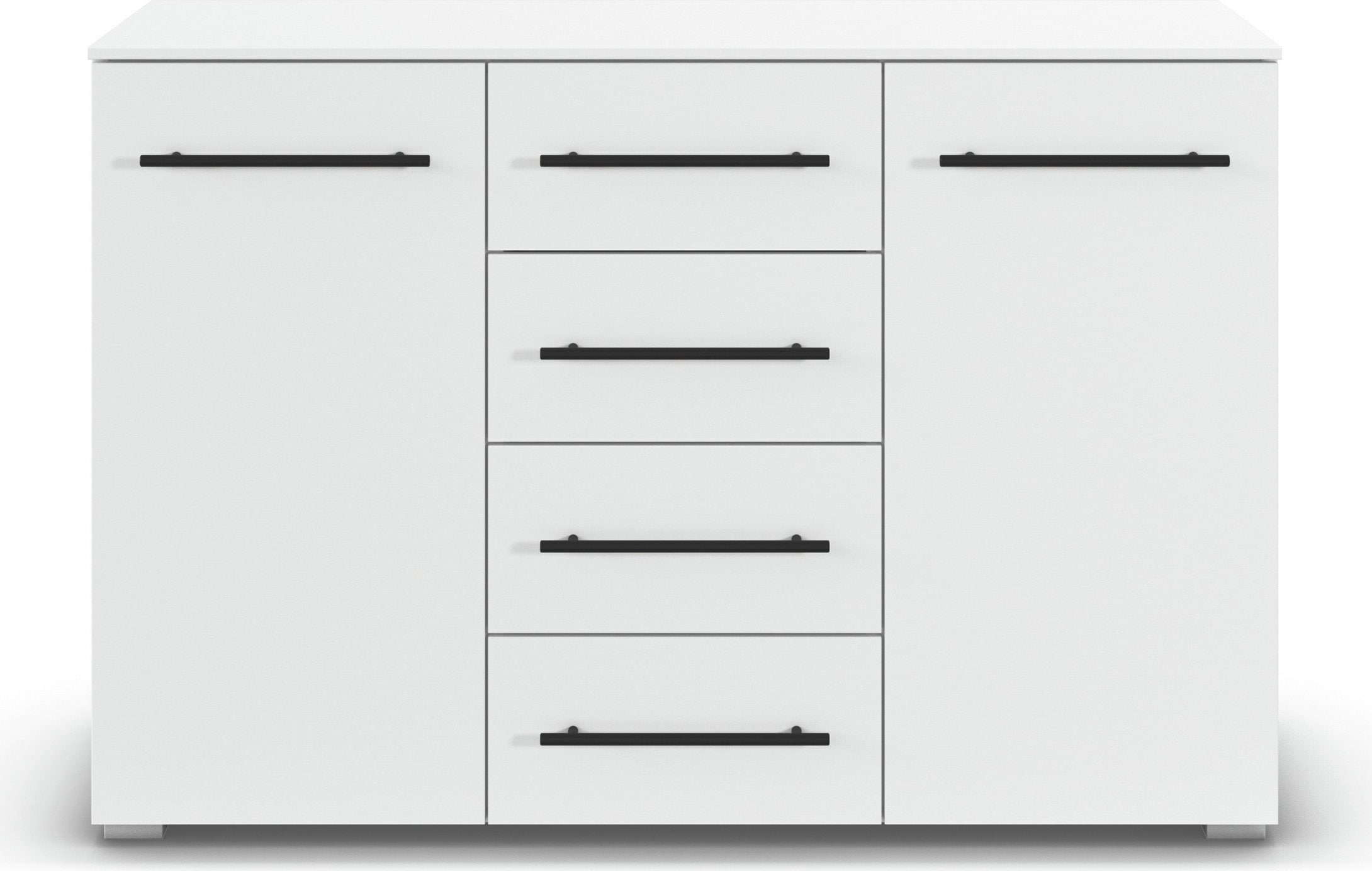 GOODproduct Commode combinée »Sideboard Türkommode Schubladenkommode Kommode RONDO« Largeur 120 / hauteur 81 cm, 4 étagères,  avec 4 tiroirs spacieux, poignée métal noire MADE IN GERMANY