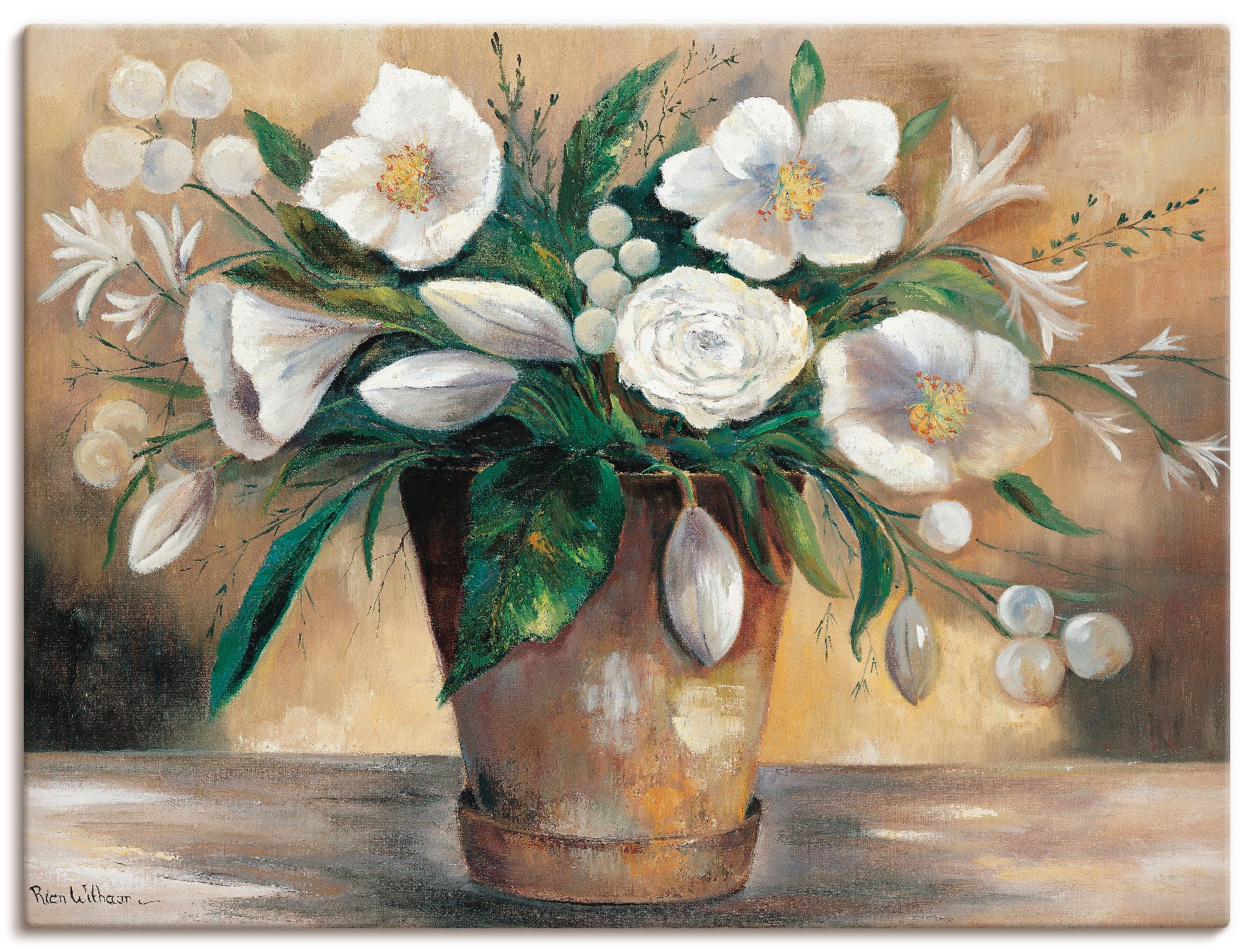 Image of Artland Leinwandbild "Combination der Reinheit I" Blumen 1 Stk. tlg. auf Holzrahmen gespannt