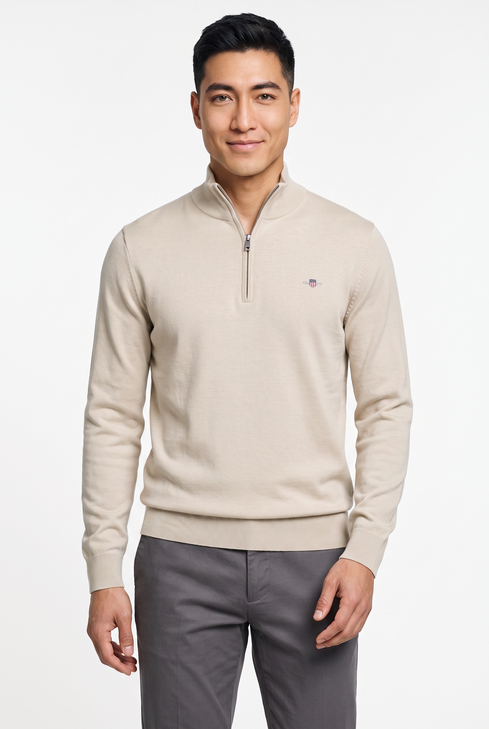 Image of Gant "CLASSIC COTTON HALF ZIP" Regular fit mit Troyerkragen