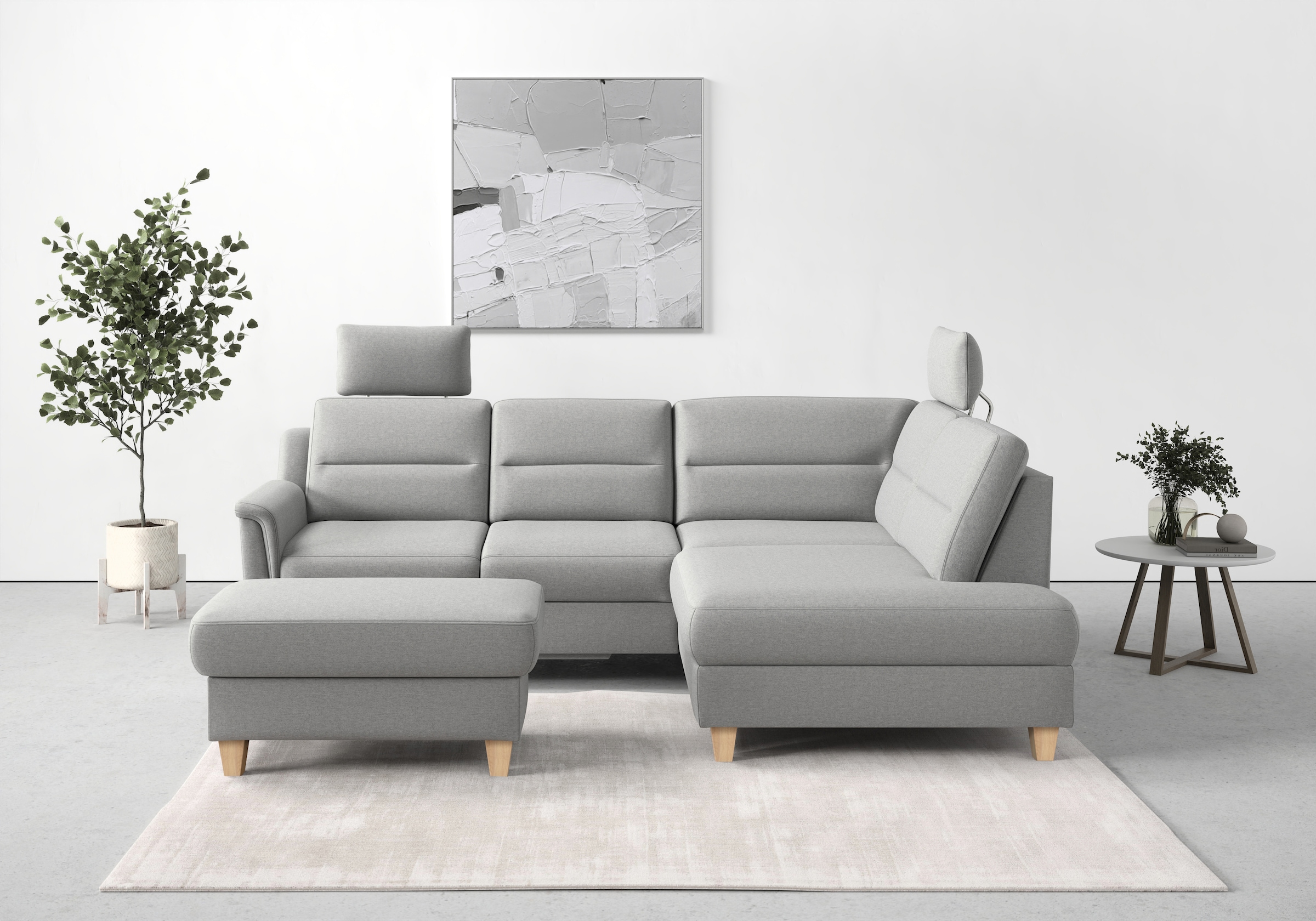 sit&more Stauraumhocker »Farö«, mit Stauraum und Federkern und naturfarbenen Füssen