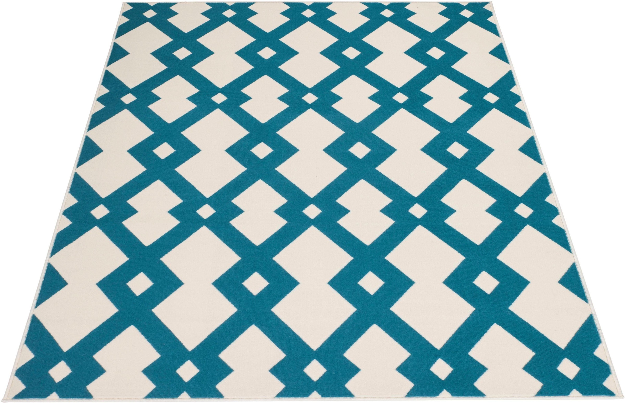 Image of Bruno Banani Teppich »Marut«, rechteckig, 10 mm Höhe, Rauten-Muster, Kurzflor, gekettelt, pflegeleicht, weich, idealer Teppich für Wohnzimmer, Schlafzimmer & Esszimmer bei Ackermann Versand Schweiz