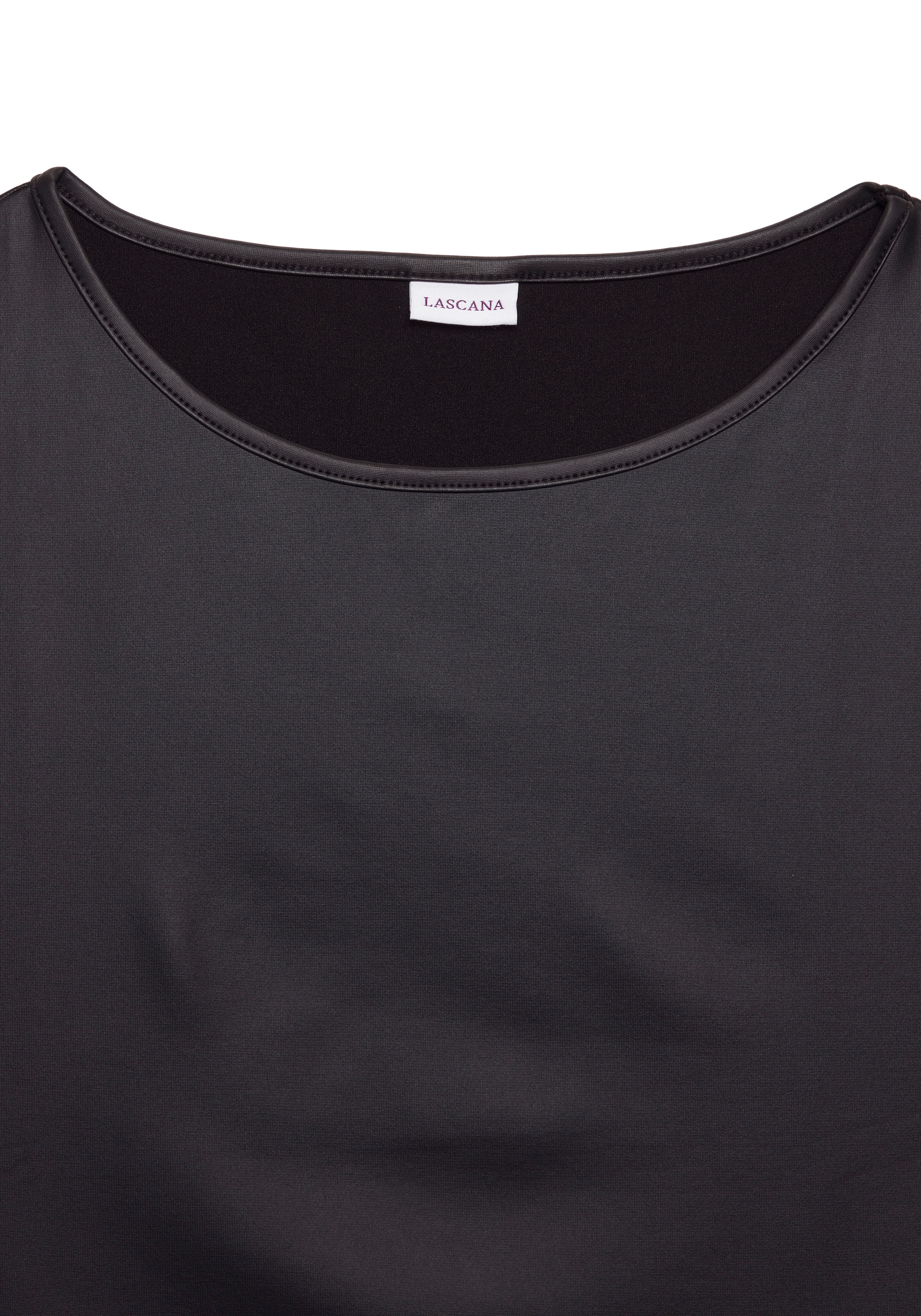 LASCANA Shirt à col rond en simili cuir, top de fête