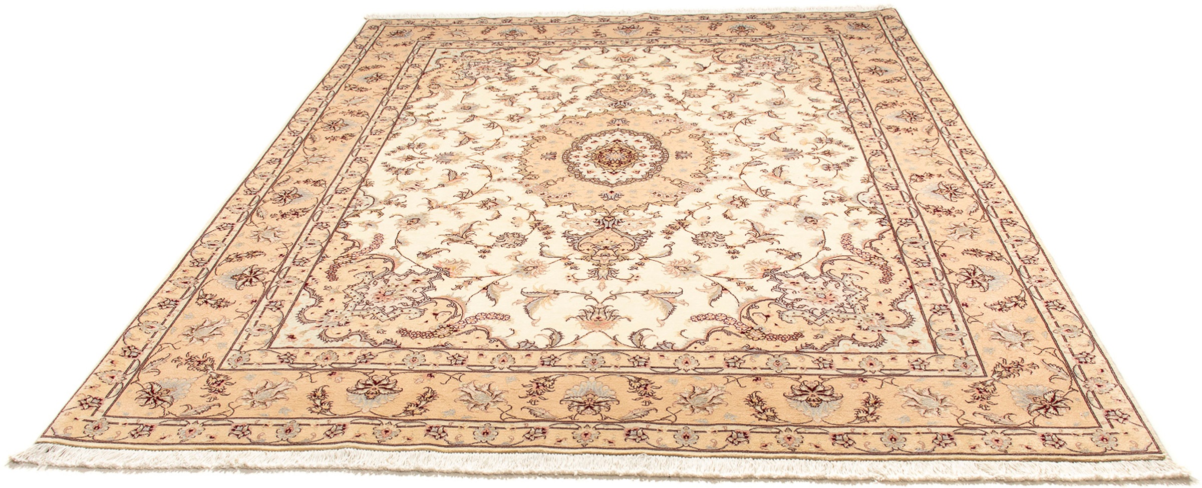 Image of morgenland Orientteppich »Perser - Täbriz - Royal - 263 x 203 cm - beige«, rechteckig, 7 mm Höhe, Wohnzimmer, Handgeknüpft, Einzelstück mit Zertifikat bei Ackermann Versand Schweiz