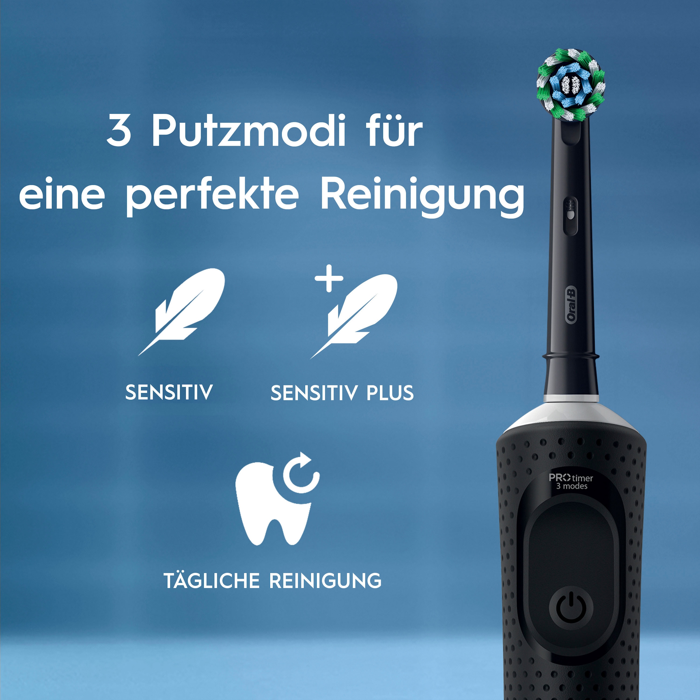 Oral-B Elektrische Zahnbürste »Oral-B Vitality Pro« 2 Stk. Aufsteckbürsten 3 Putzmodi für Zahnpflege, Designed by Braun, schwarz/lila