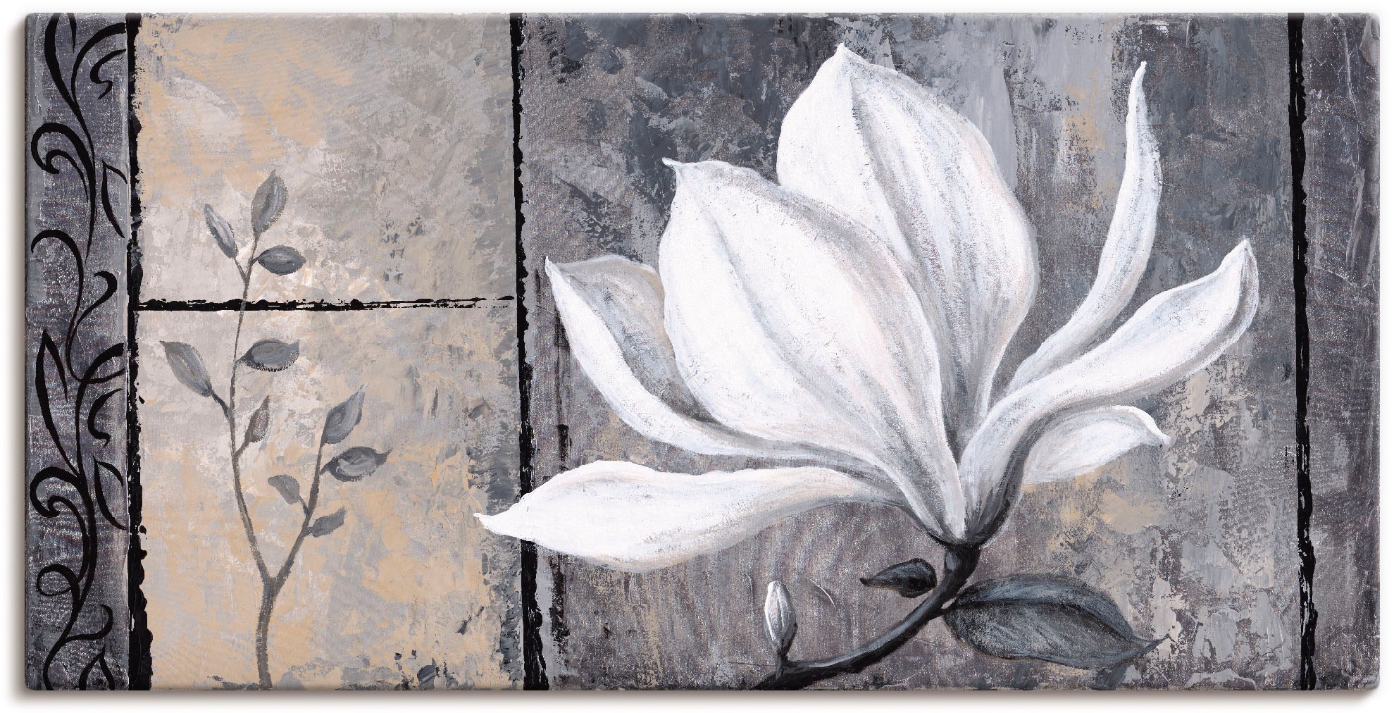 Image of Artland Leinwandbild "Klassische Magnolie" Blumen 1 Stk. tlg. auf Holzrahmen gespannt