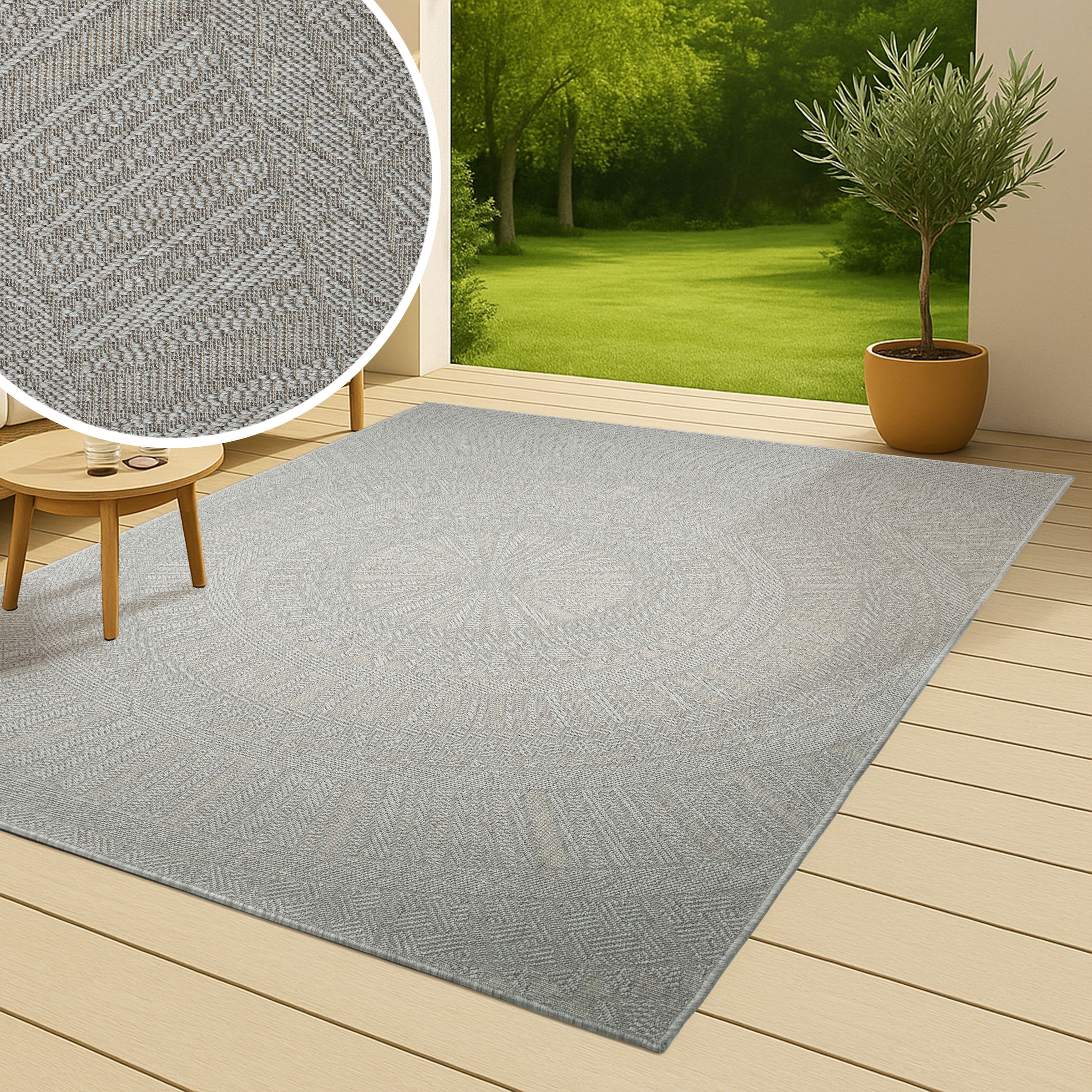 Bruno Banani Teppich »Solan, ethno, boho-inspiriert, In- und Outdoor geeignet« rechteckig 5 mm Höhe Mandala, Kreise, Küche, Wohnzimmer, Camping, Balkon