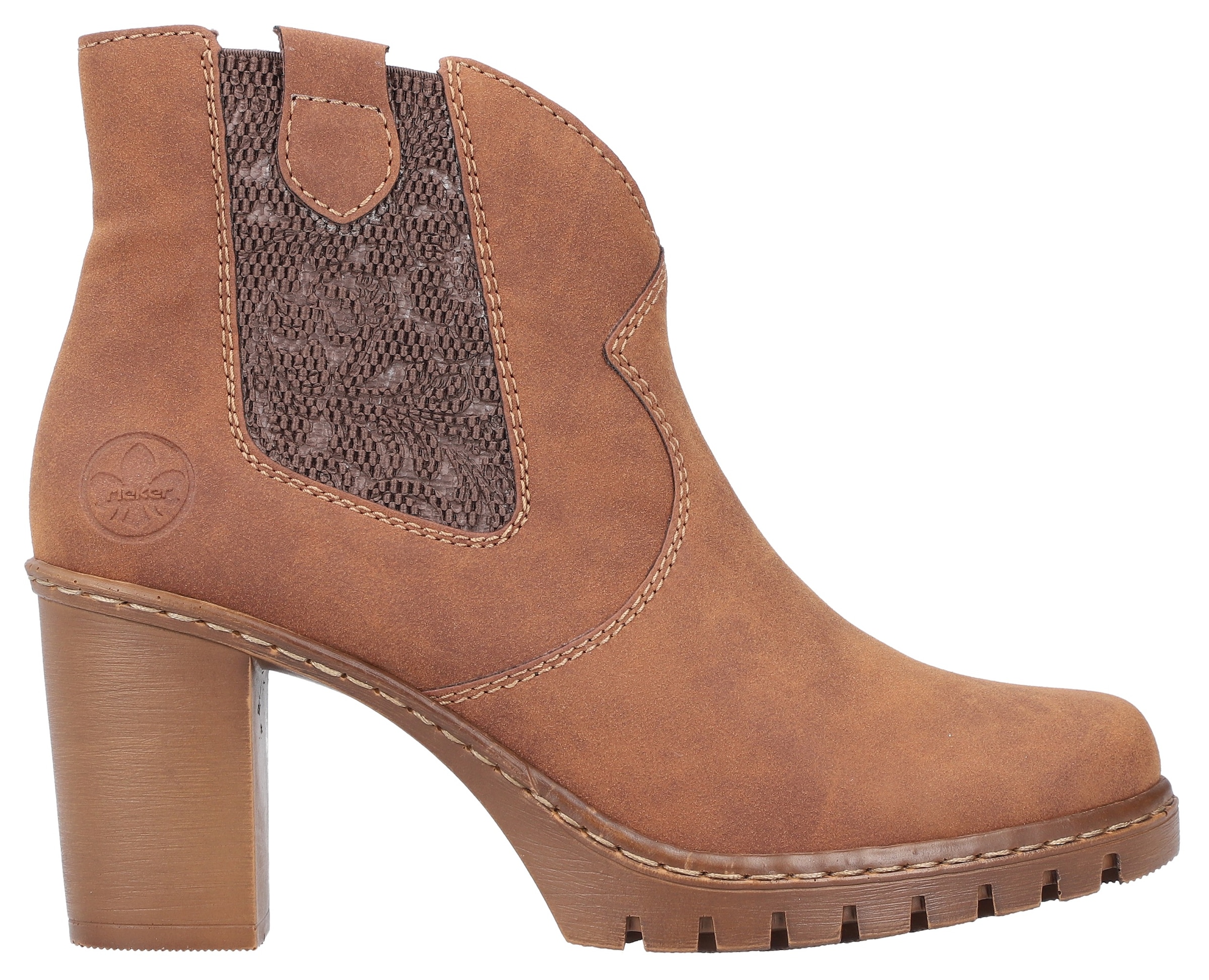 Rieker Cowboy Stiefelette, Westernstiefelette, Stiefelette mit seitlichem Stretcheinsatz