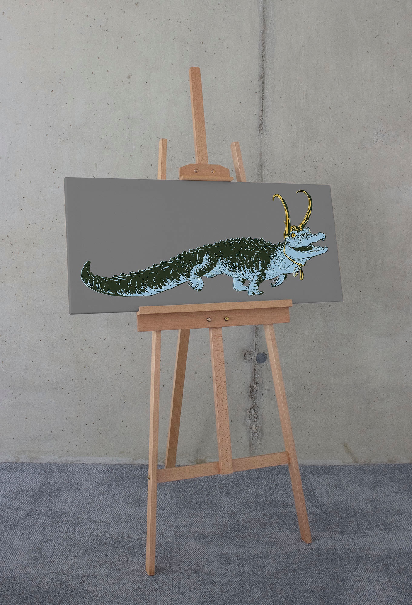 Image of Komar Leinwandbild "Loki Alligator Variance - Grösse 90 x 40 cm" Disney 90 x 40 cm (Breite x Höhe), 1 Stk. tlg. Keilrahmenbild mit Echtholzrahmen, Kinderzimmer