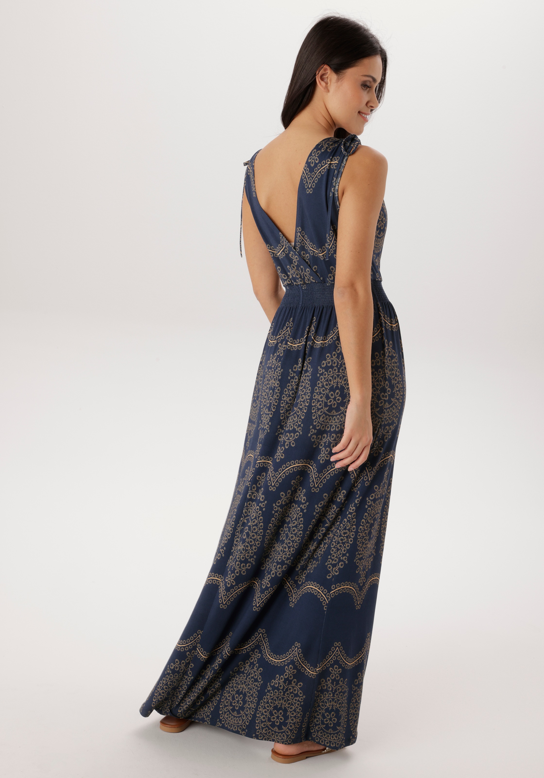Aniston SELECTED Sommerkleid mit breiten Trägern zum Raffen