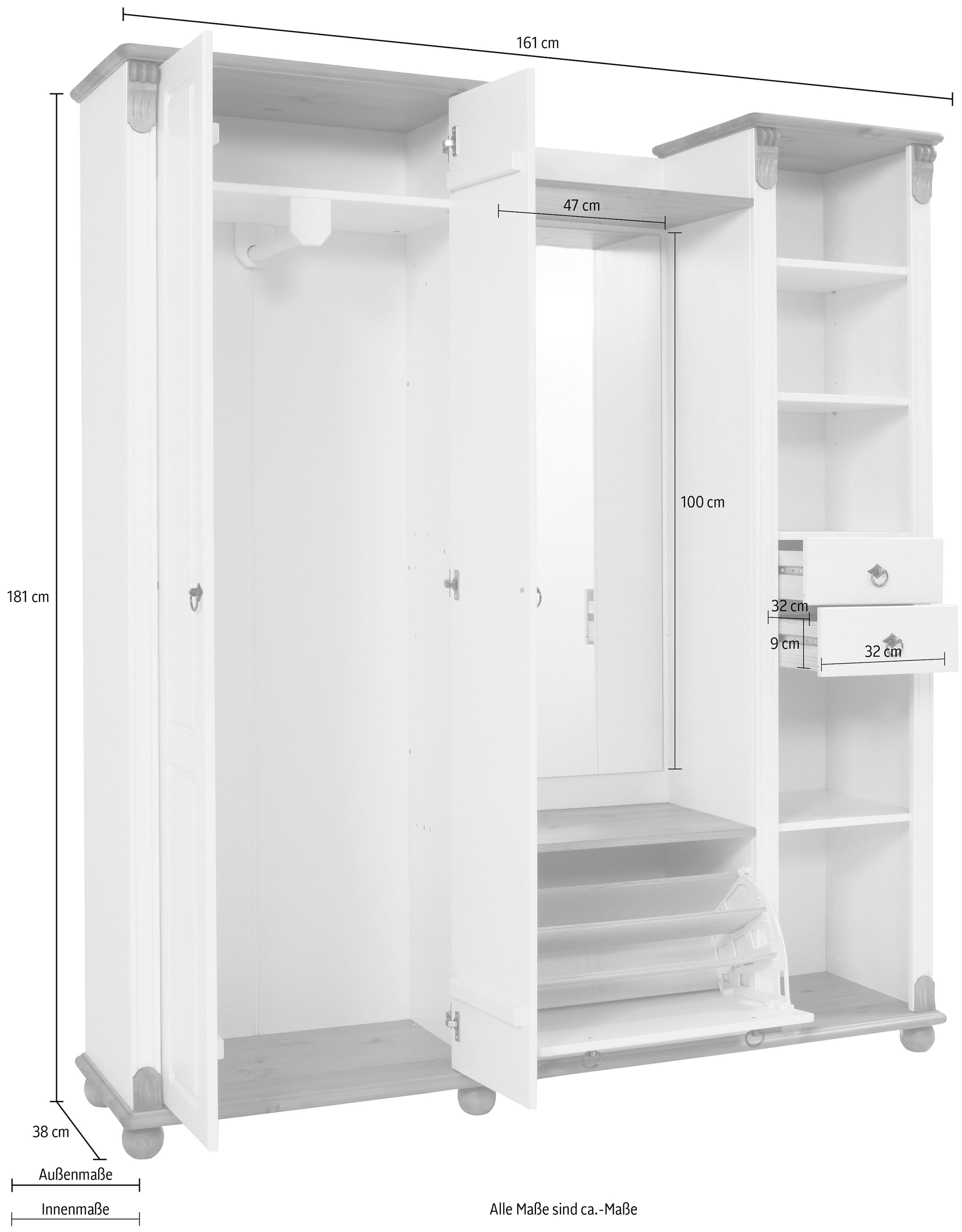 Home affaire Kompaktgarderobe »Tessin«, aus massiver Kiefer