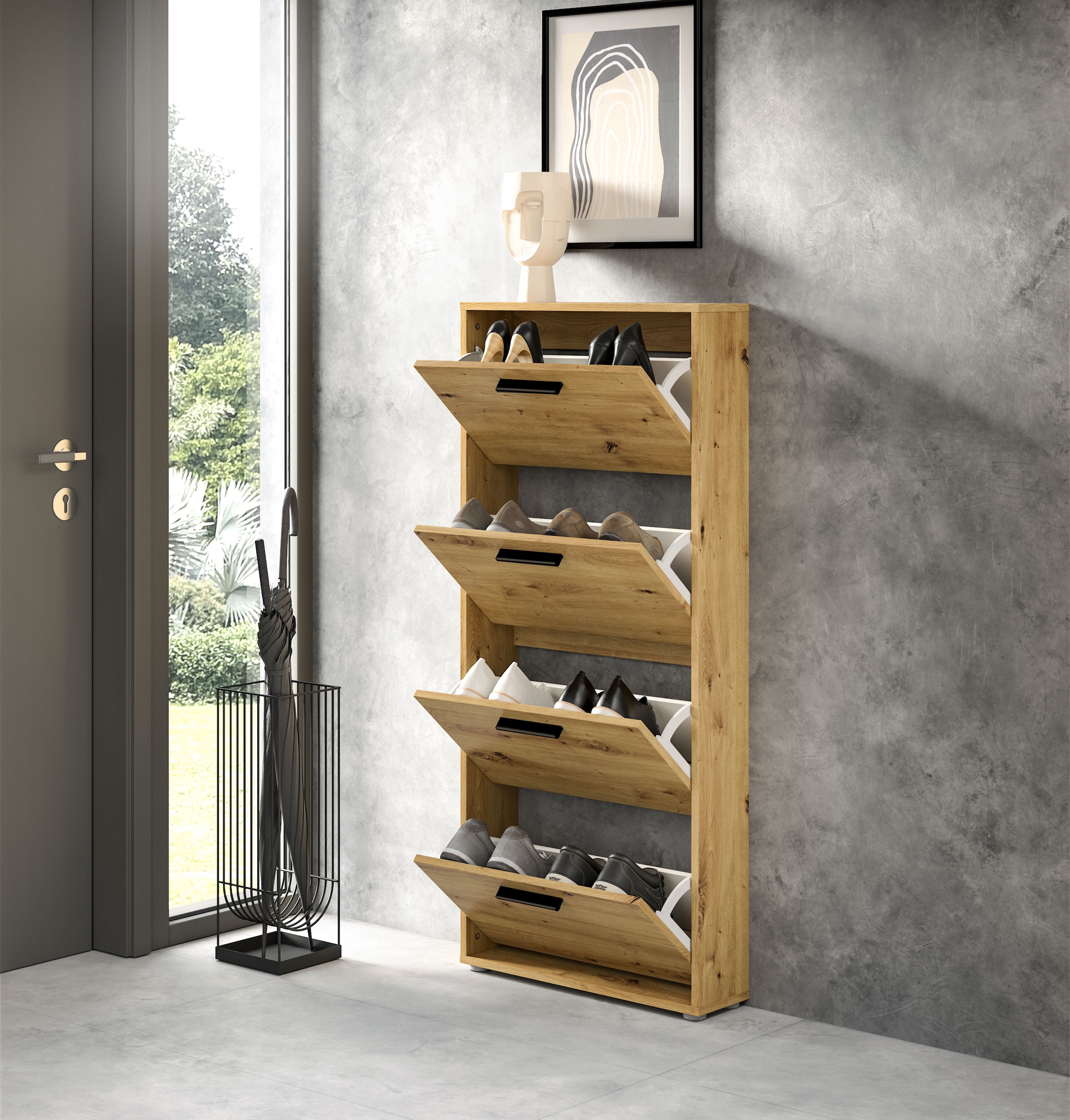 HBZ Basculeur de chaussures »Sam Schuhkipper, Schuhschrank BxHxT 59x136x17 cm« 1 cuis tlg. avec 4 rabats