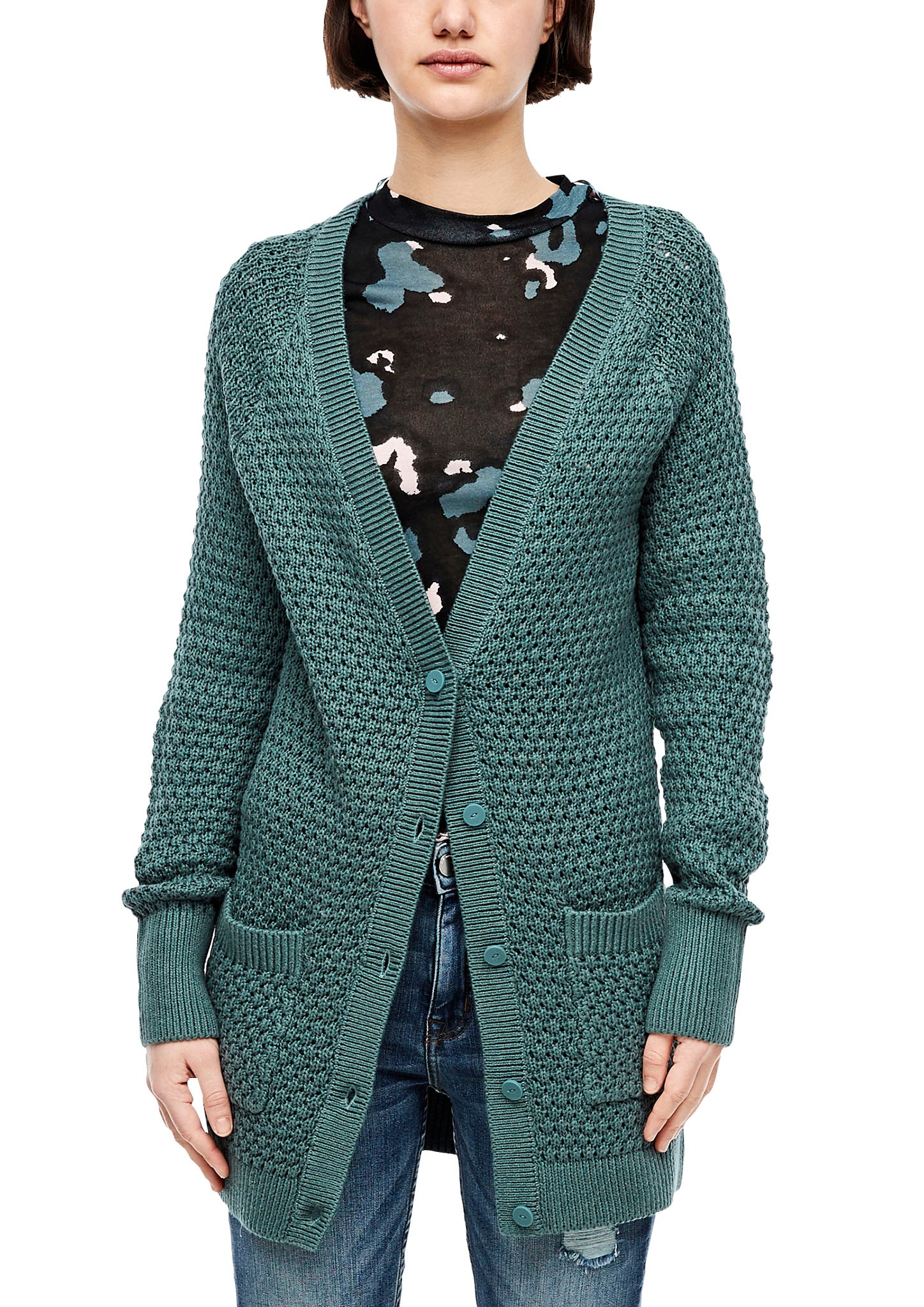 Image of Q/S by s.Oliver Longstrickjacke, in wunderschöner Lochstrick-Qualität bei Ackermann Versand Schweiz