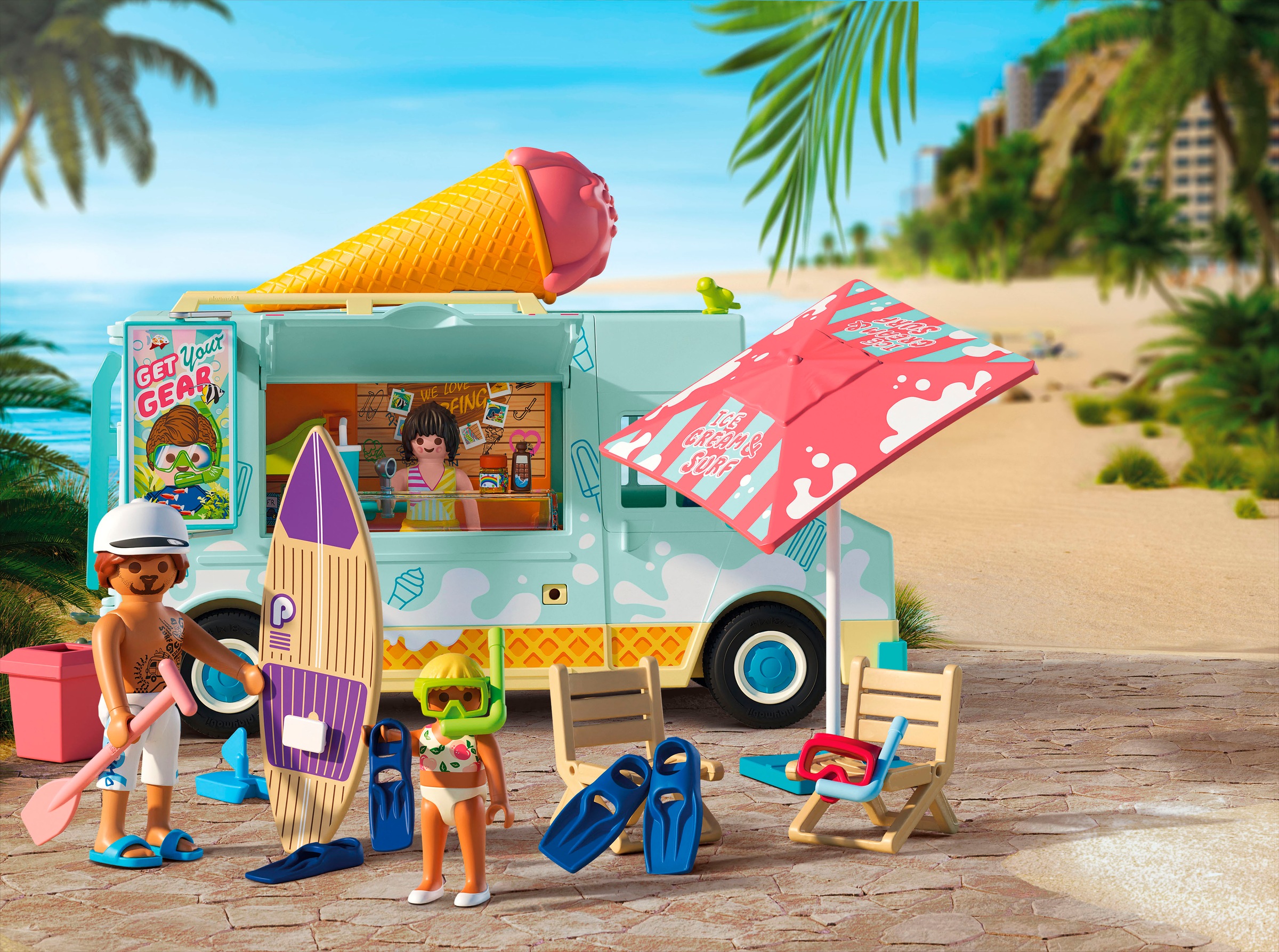 Playmobil® Konstruktions-Spielset »Ice Cream Truck mit Surfshop (71904), My Life« Made in Germany