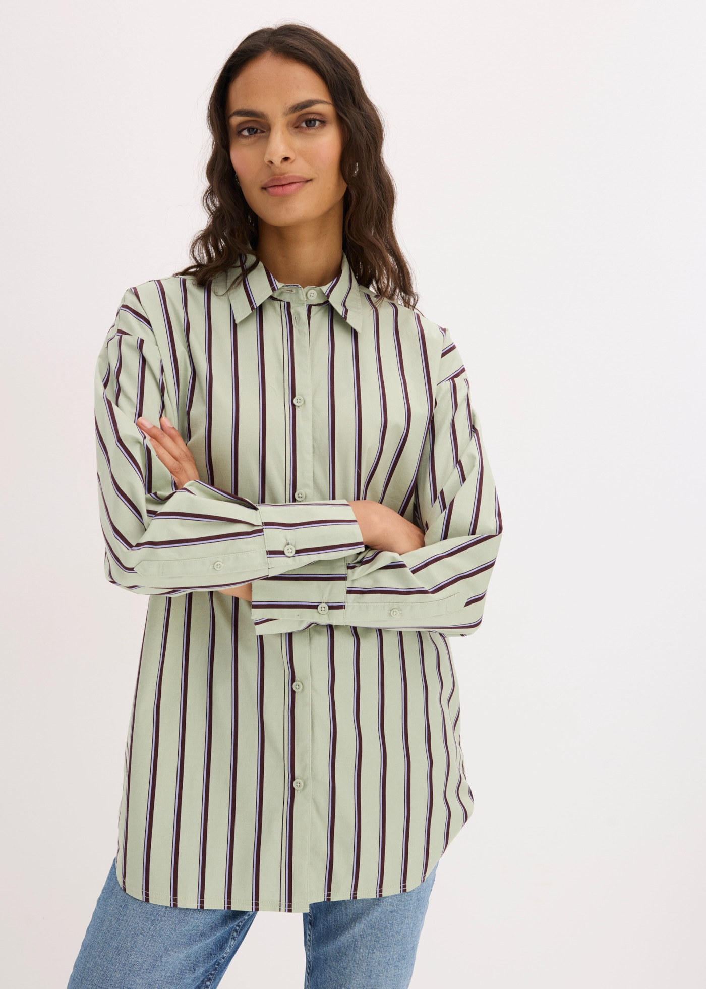 Image of bonprix Hemdbluse Oversize-Passform, hüftbedeckende Länge, mit überschnittener Schulter