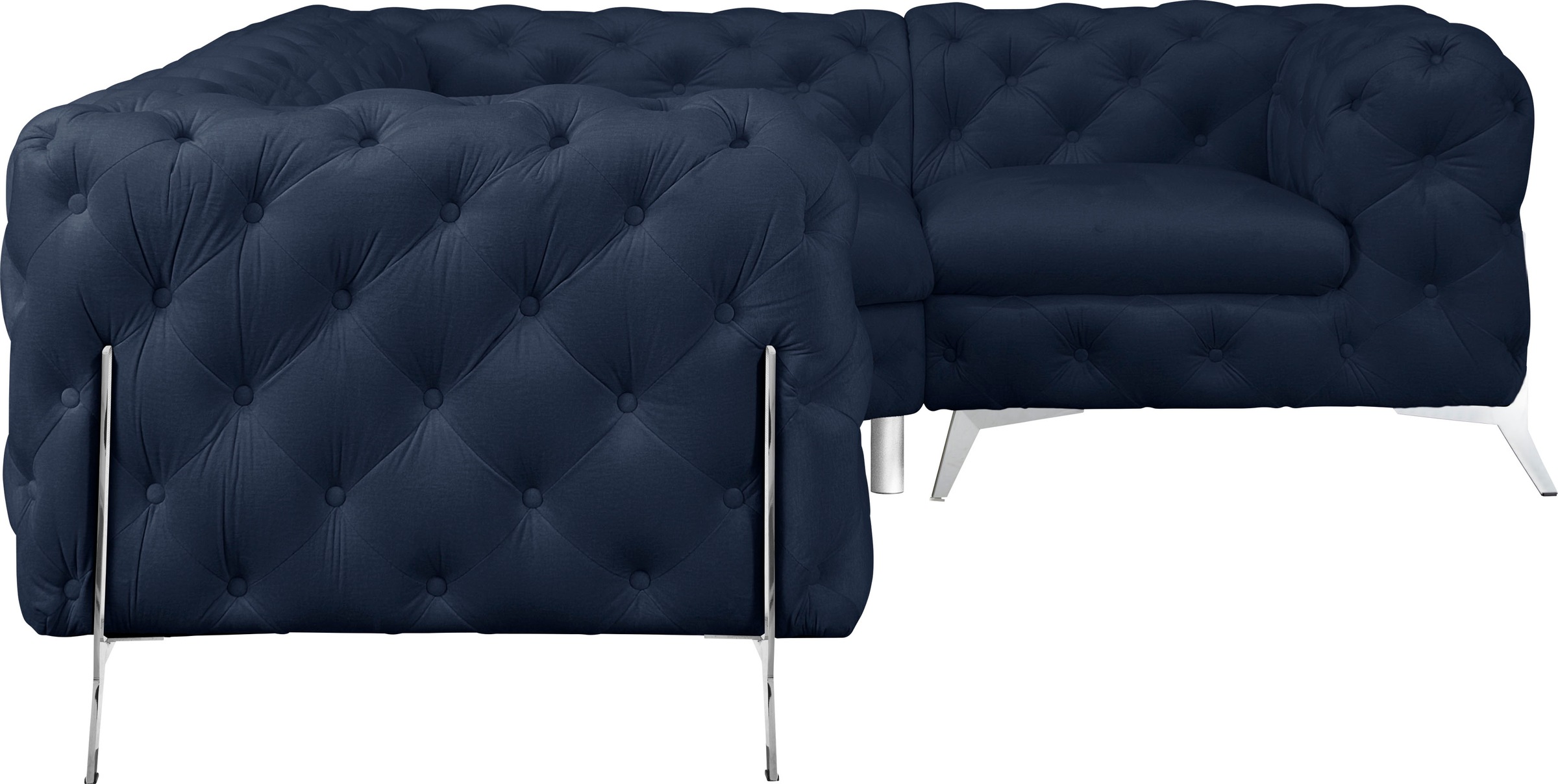 Leonique Chesterfield-Sofa »Amaury L-Form«, moderne Chersterfield-Optik, Breite 262 cm, Fussfarbe wählbar