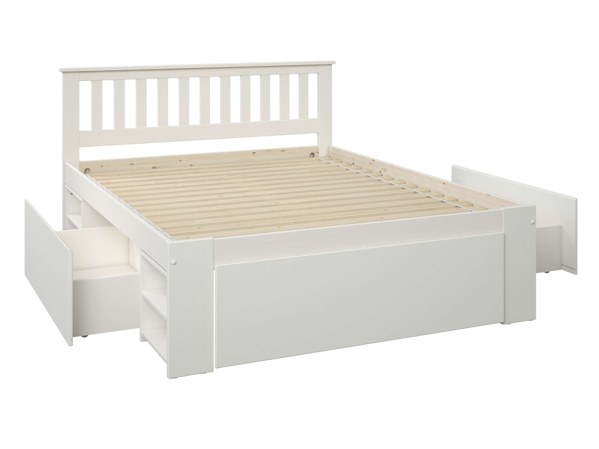 GOODproduct Massivholzbett »Kallvin, platzsparend, 3 Bettkästen, Nachtschränke ausziehbar« inklusive Lattenrost, ideal fürs Jugendzimmer und kleine Räume, FSC®