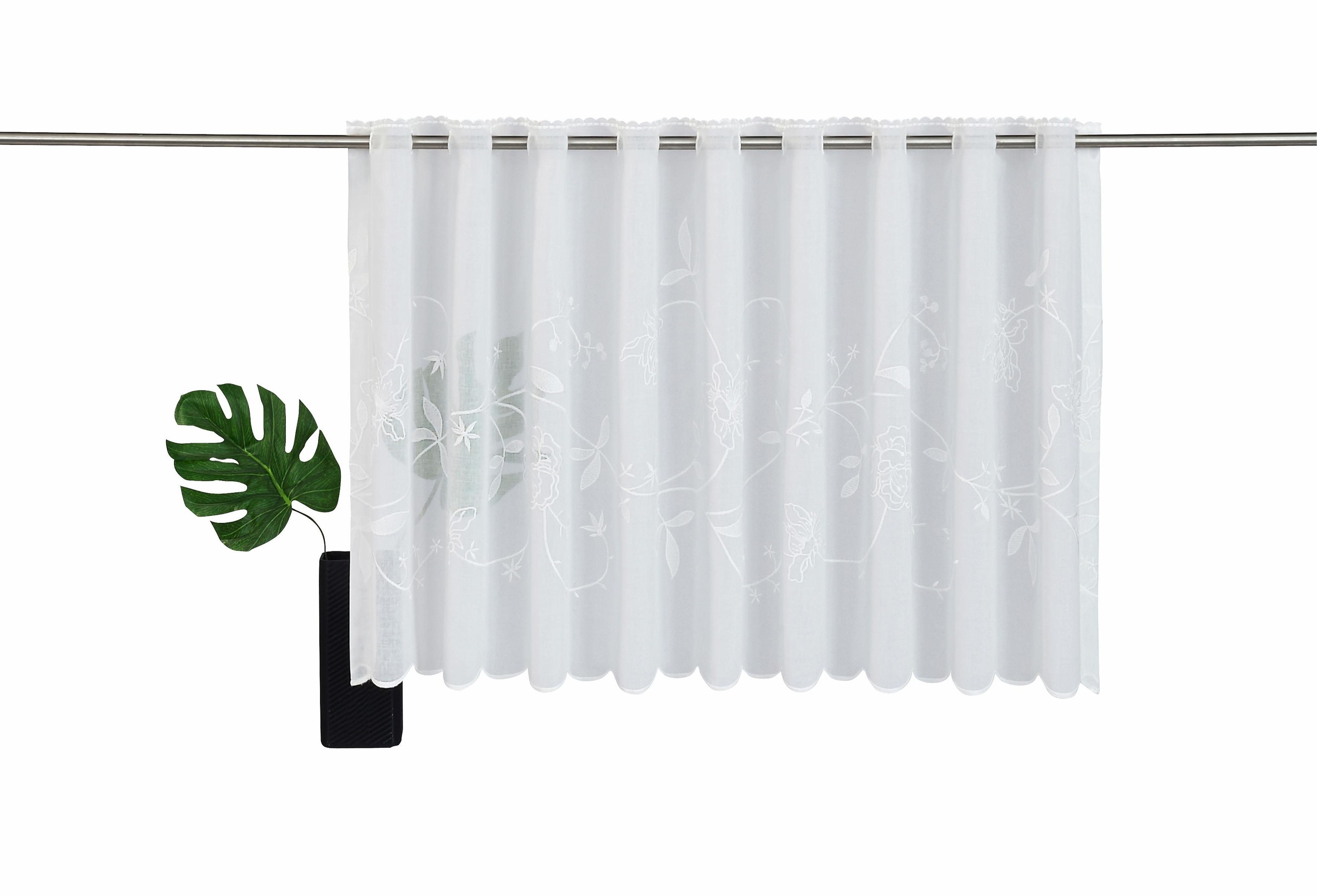 Image of ADO Goldfarbenkante Scheibengardine nach Mass »Lisboa«, (1 St.), halbtransparenter Stoff, bestickt, Kaffeehausgardine bei Ackermann Versand Schweiz