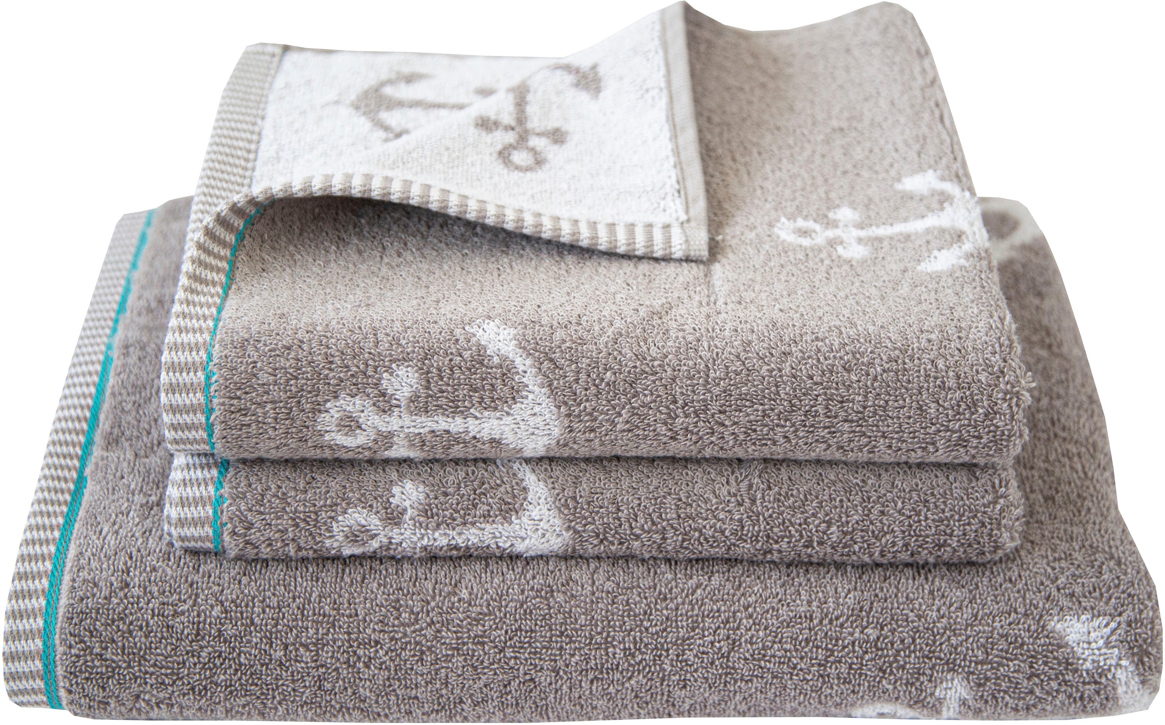 Dyckhoff Set de serviettes »Maritim, Nautic« Ensemble 3 cuis Frottee 2 serviettes (50x100 cm), 1 drap de douche (70x140 cm)