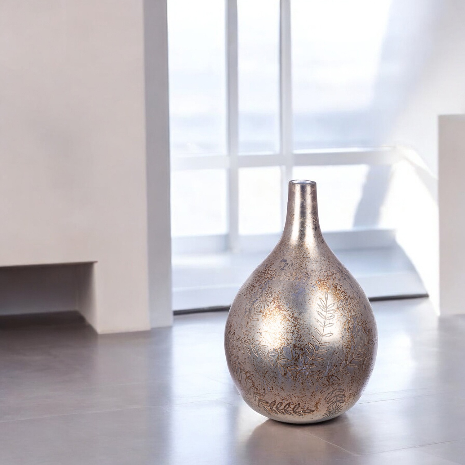 GILDE Bodenvase "Vase Peso, grau H.56 cm"