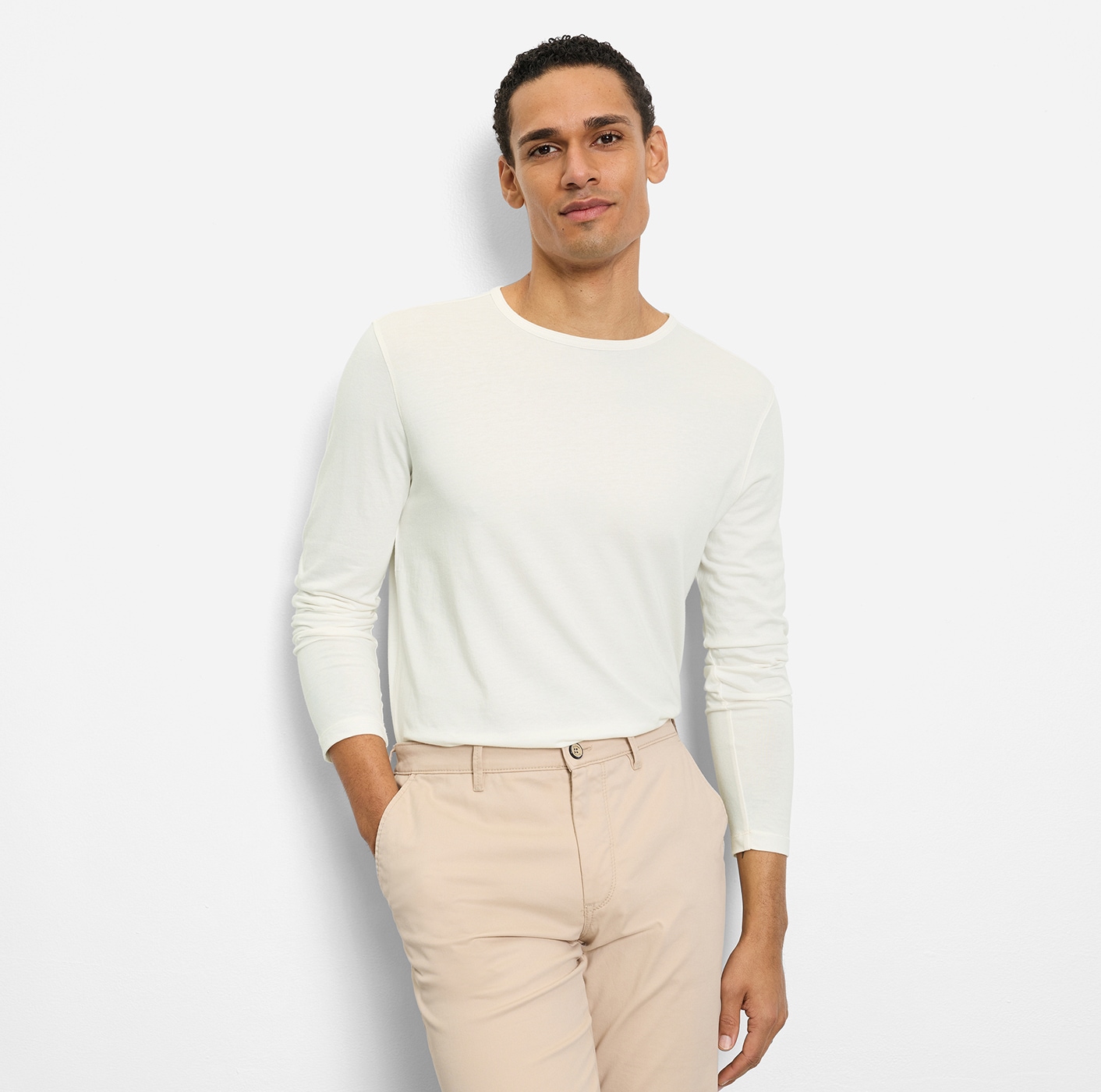 Image of OLYMP Longsleeve Single Jersey, unifarben, regular fit, Rundhals, casual