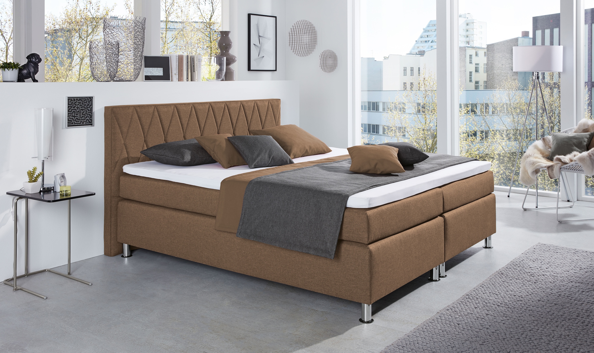 hapo Lit boxspring »ATLANTA« Topper separat erhältlich!,  erhältlich in verschiedenen Breiten, Farben & Maratzenarten
