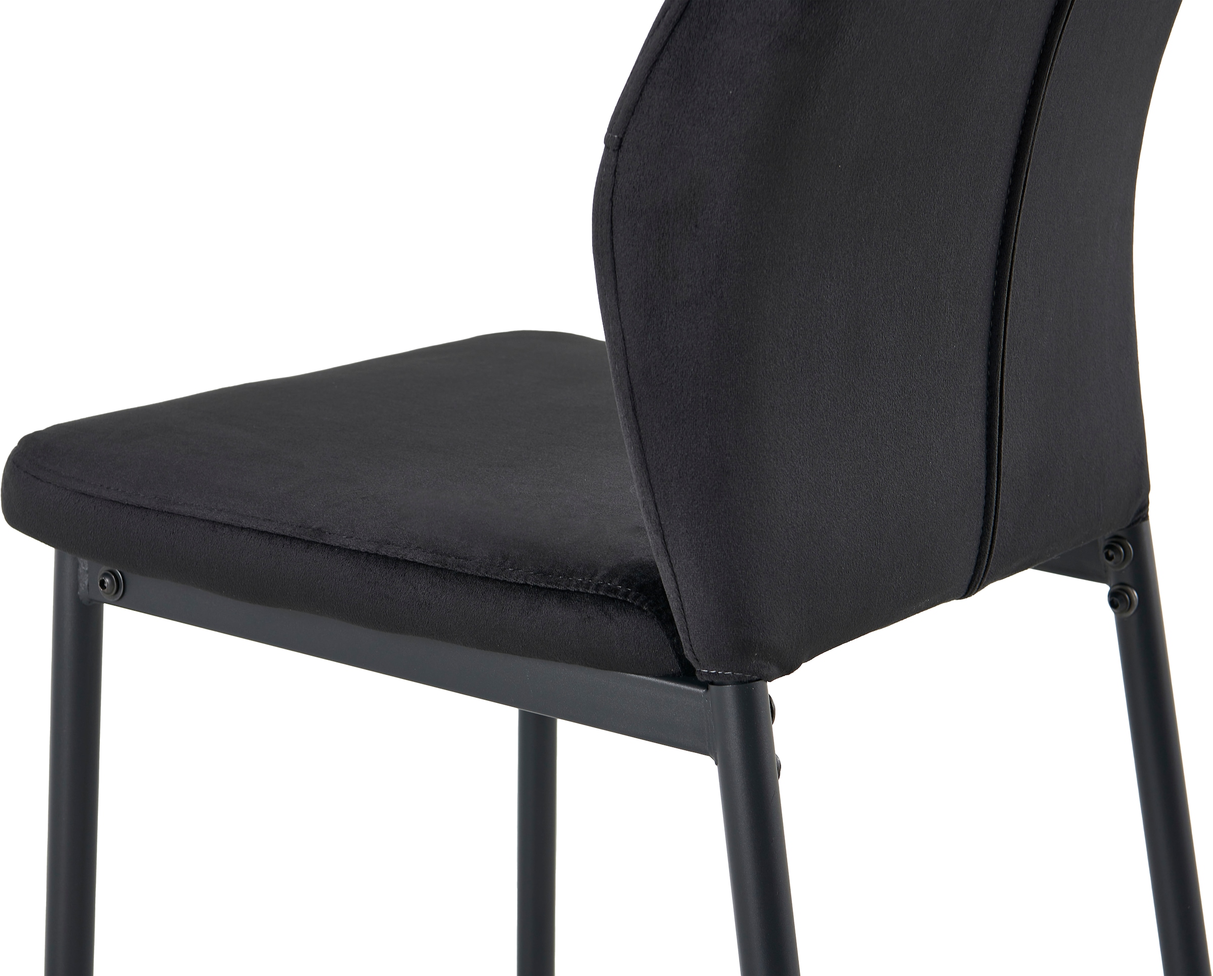 GOODproduct Ensemble de salle à manger »Freya, Set, 4-tlg.« Ensemble, 4 tlg. Table à manger ronde 90 cm en pierre frittée, cuivre noir avec 3 chaises en velours