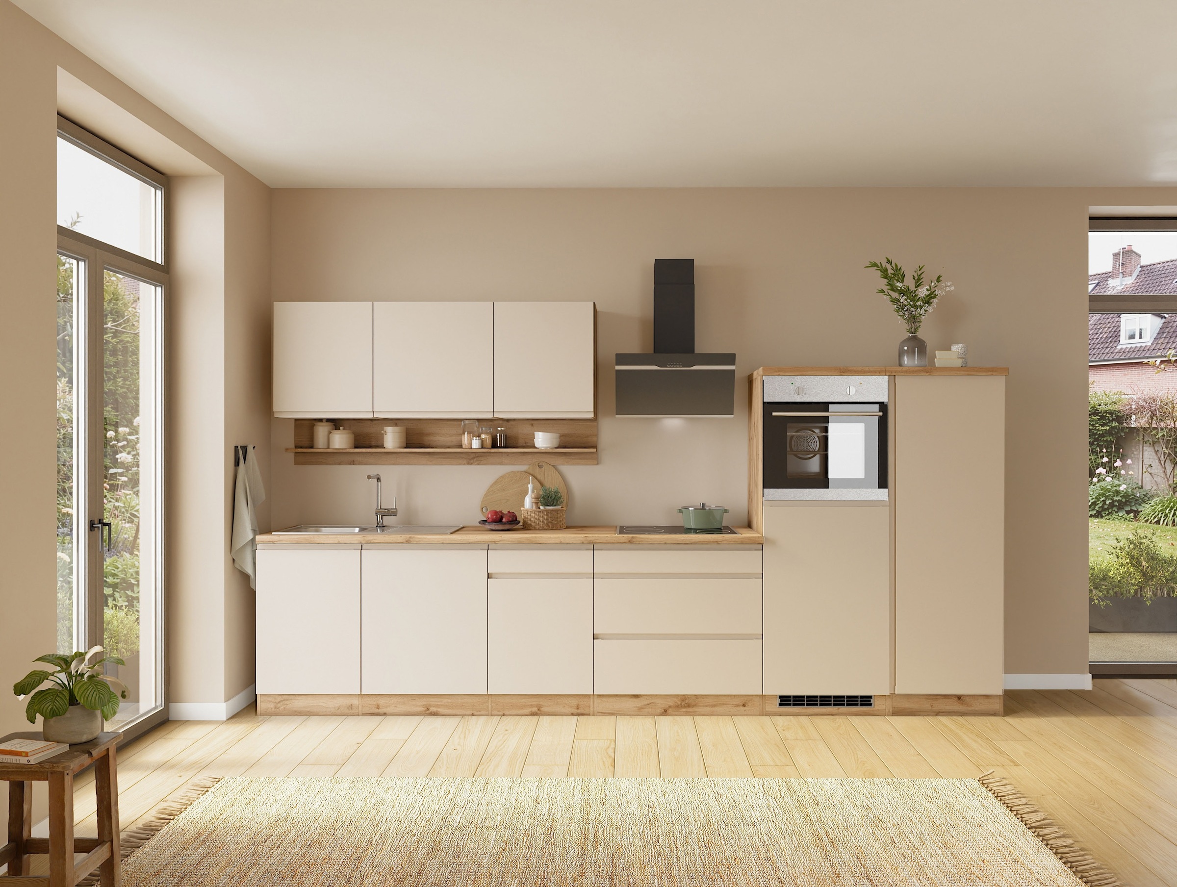 KOCHSTATION Vorratsschrank "KS-Virginia,neu in verbesserter Ausführung" Stauraum, Softclose, mit CPL-Arbeitsplatte, Breite 60 cm, 5 Auszüge, Soft-Close-Funktion