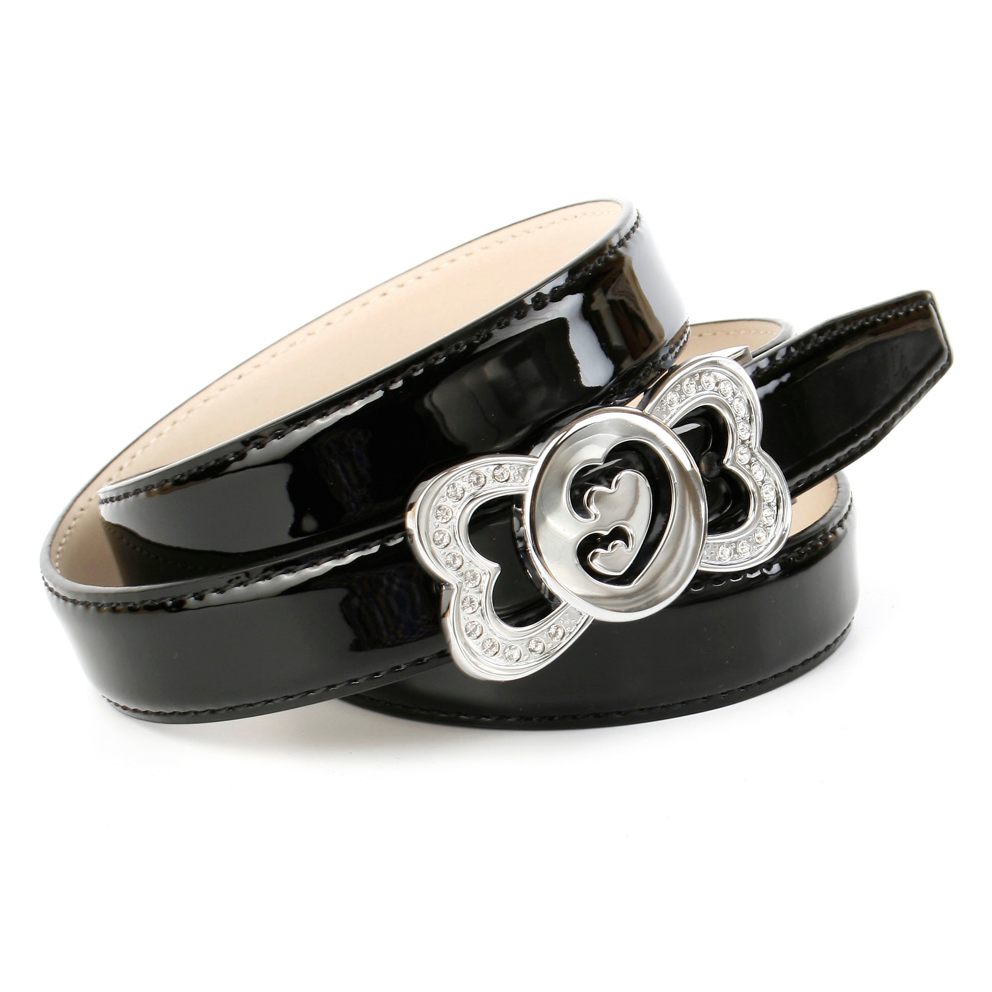 Image of Anthoni Crown Ledergürtel, Schmaler Lackledergürtel, Schmucksteinschliesse bei Ackermann Versand Schweiz