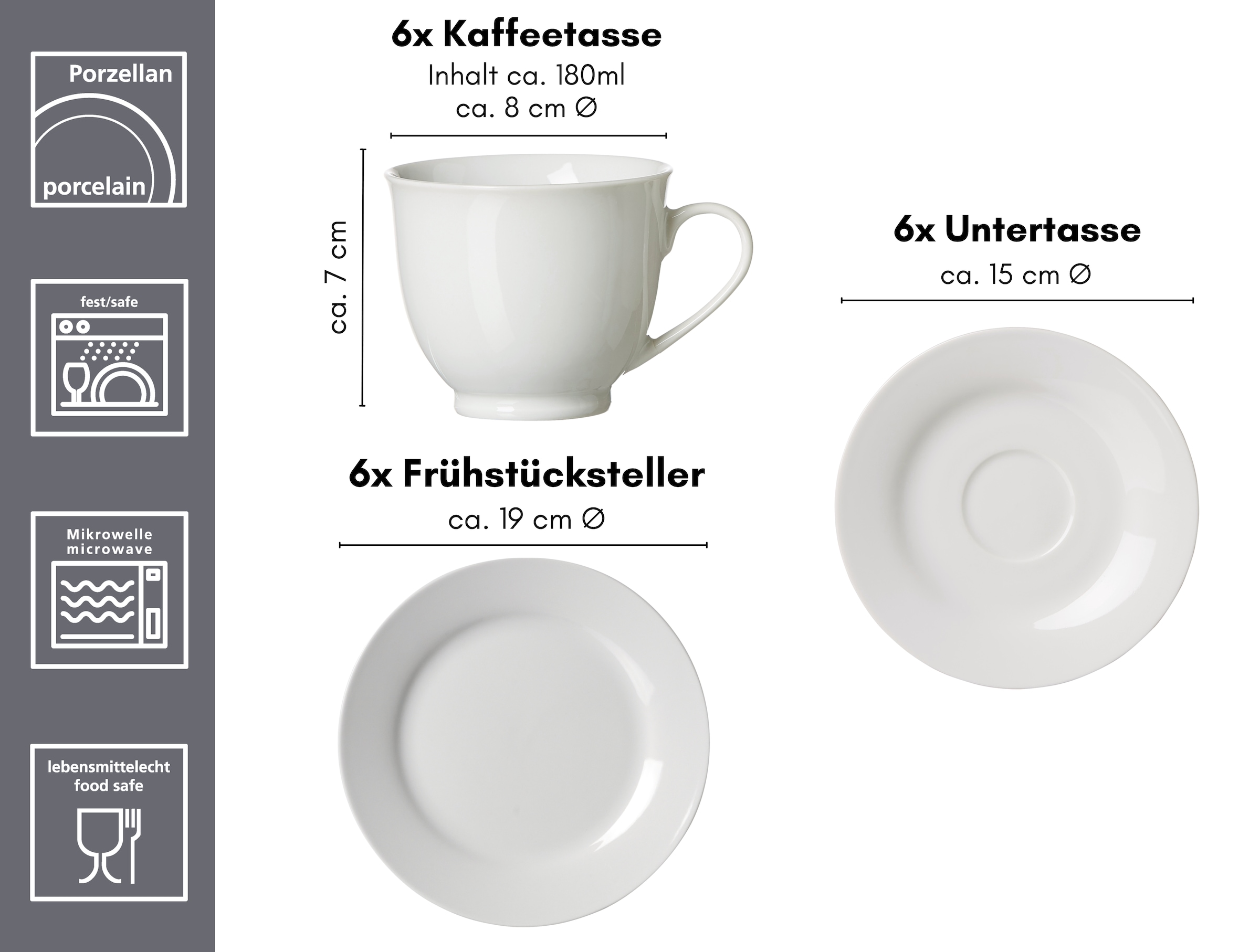 Ritzenhoff & Breker Kaffeeservice »Bianco« klassisch und schlicht, unifarben