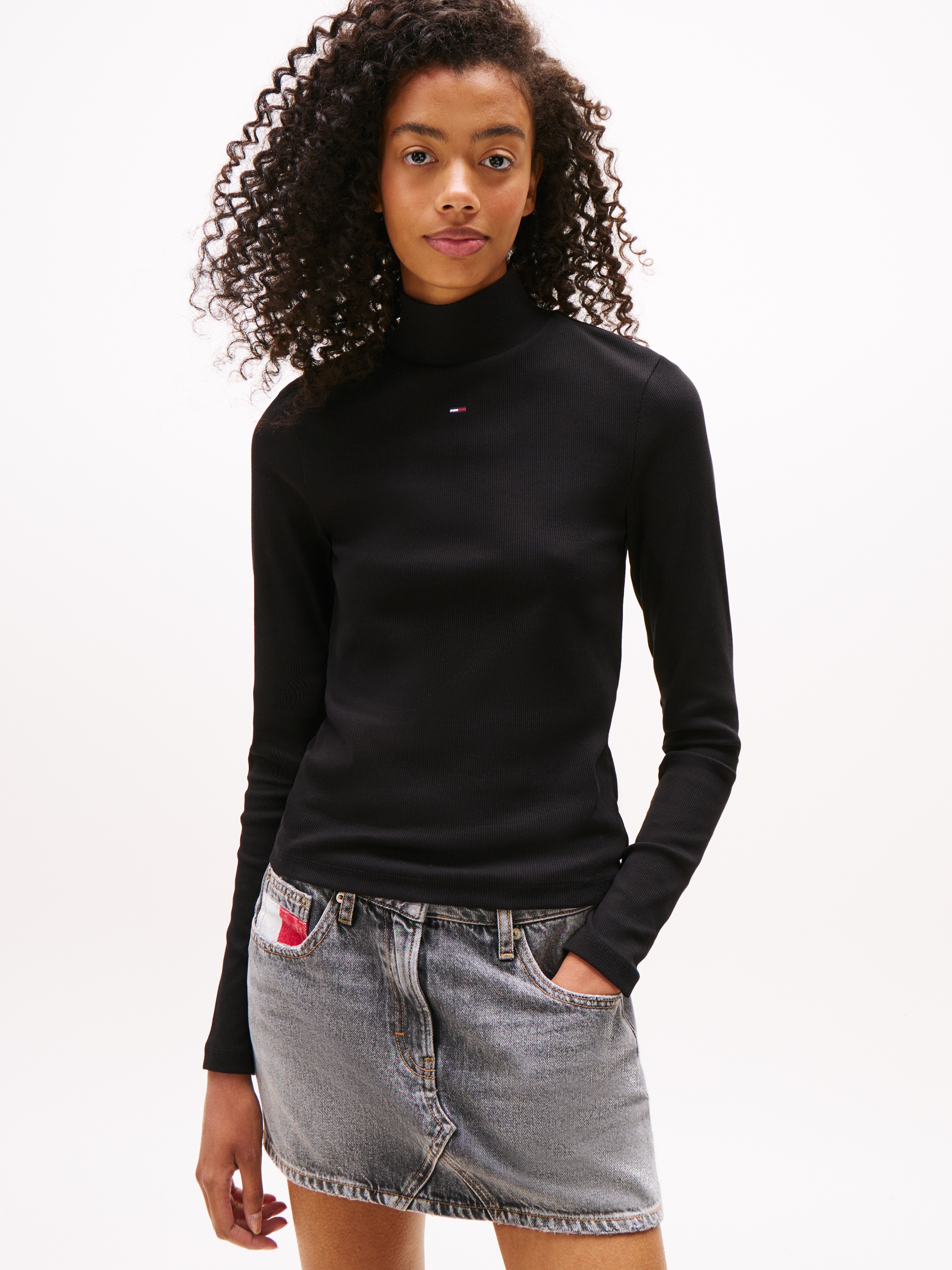 Image of Tommy Jeans Langarmshirt "TJW ESSENTIAL MOCK NECK" mit Stehkragen