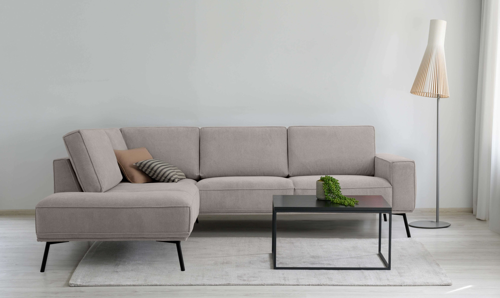 GOODproduct Canapé d'angle »Vosby« 260 cm, Chenille,  mit dekorativer Kedernaht, Wellenunterfederung