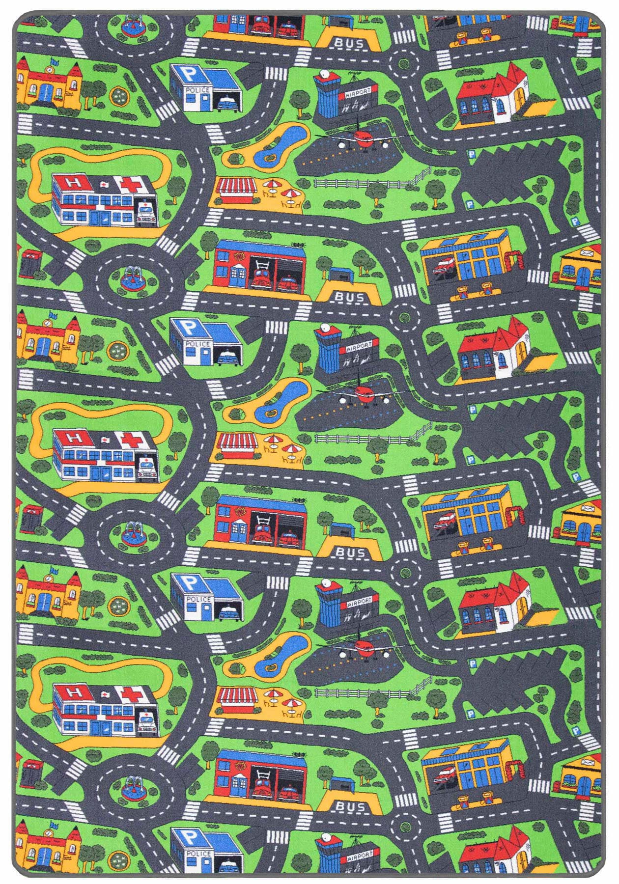 Primaflor-Ideen in Textil Kinderteppich »CITY«, rechteckig, 5 mm Höhe, Strassen-Spiel-Teppich, Strassenbreite ca. 9 cm, Kinderzimmer