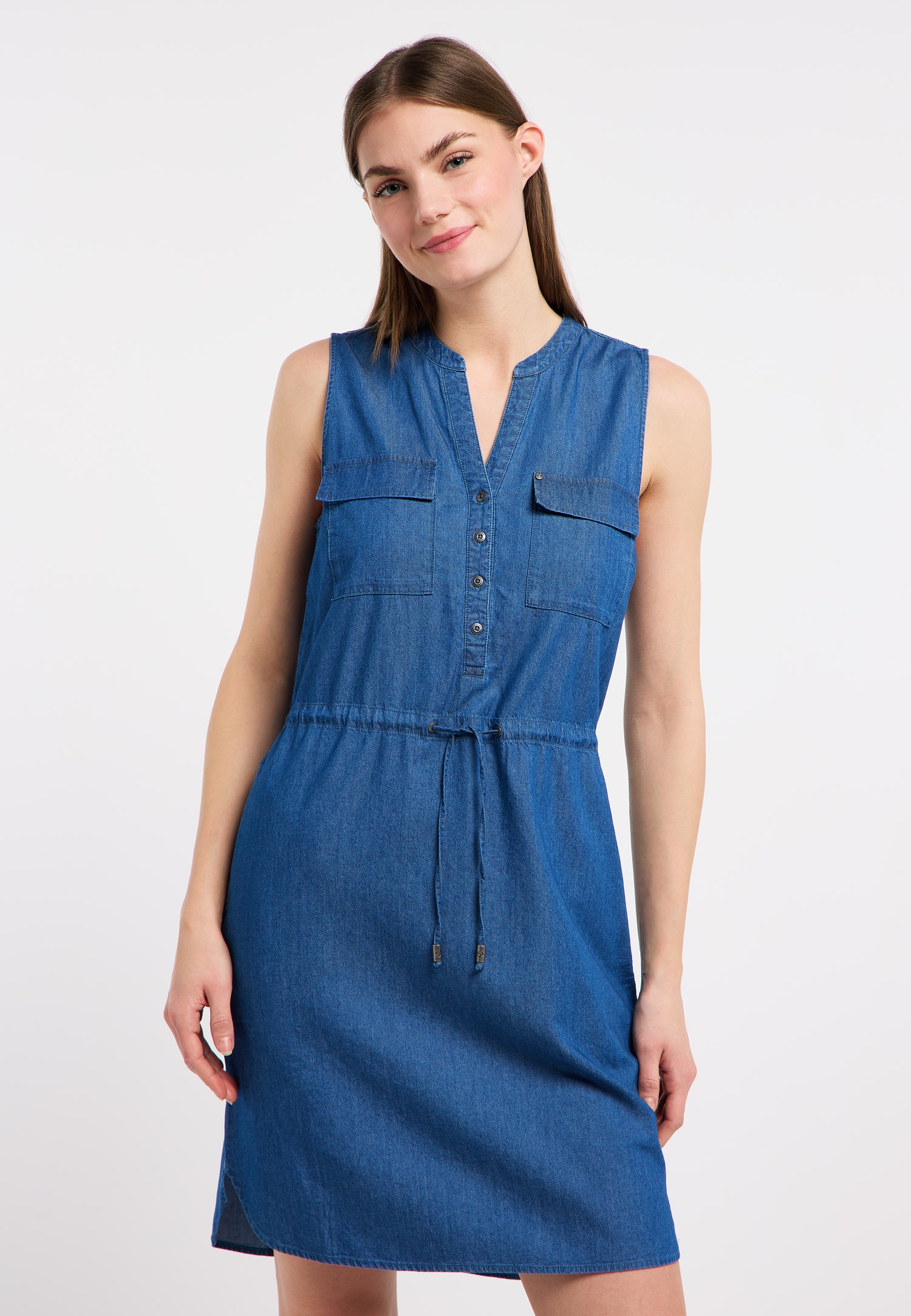 Image of Ragwear Jeanskleid "ROISSIN DENIM" Brusttaschen Baumwoll-Viskose-Mix mit Denim-Optik und Taillenband