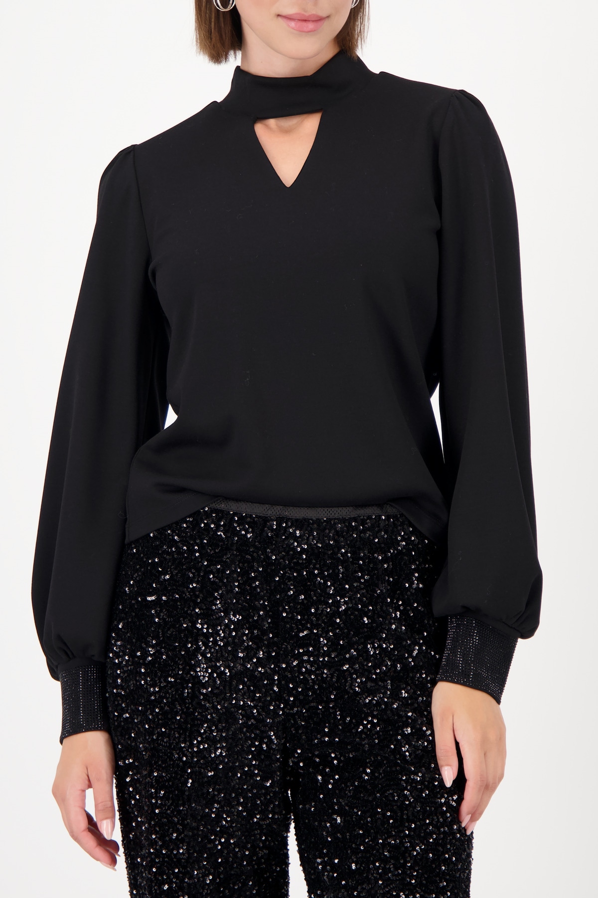Image of Monari Sweatshirt "Sweatshirt Cut out + Schmuck", Regular fit mit Stehkragen