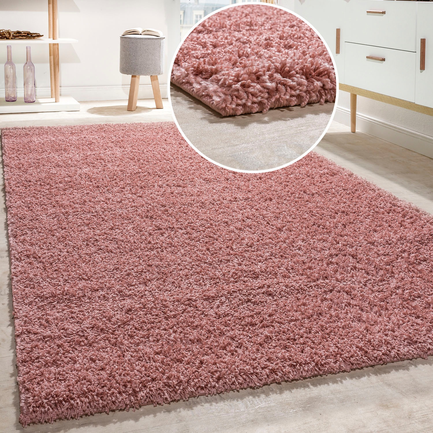Image of Paco Home Teppich "Twister 500" rechteckig 44 mm Höhe Uni Hochflor Shaggy mit hoher Fadendichte