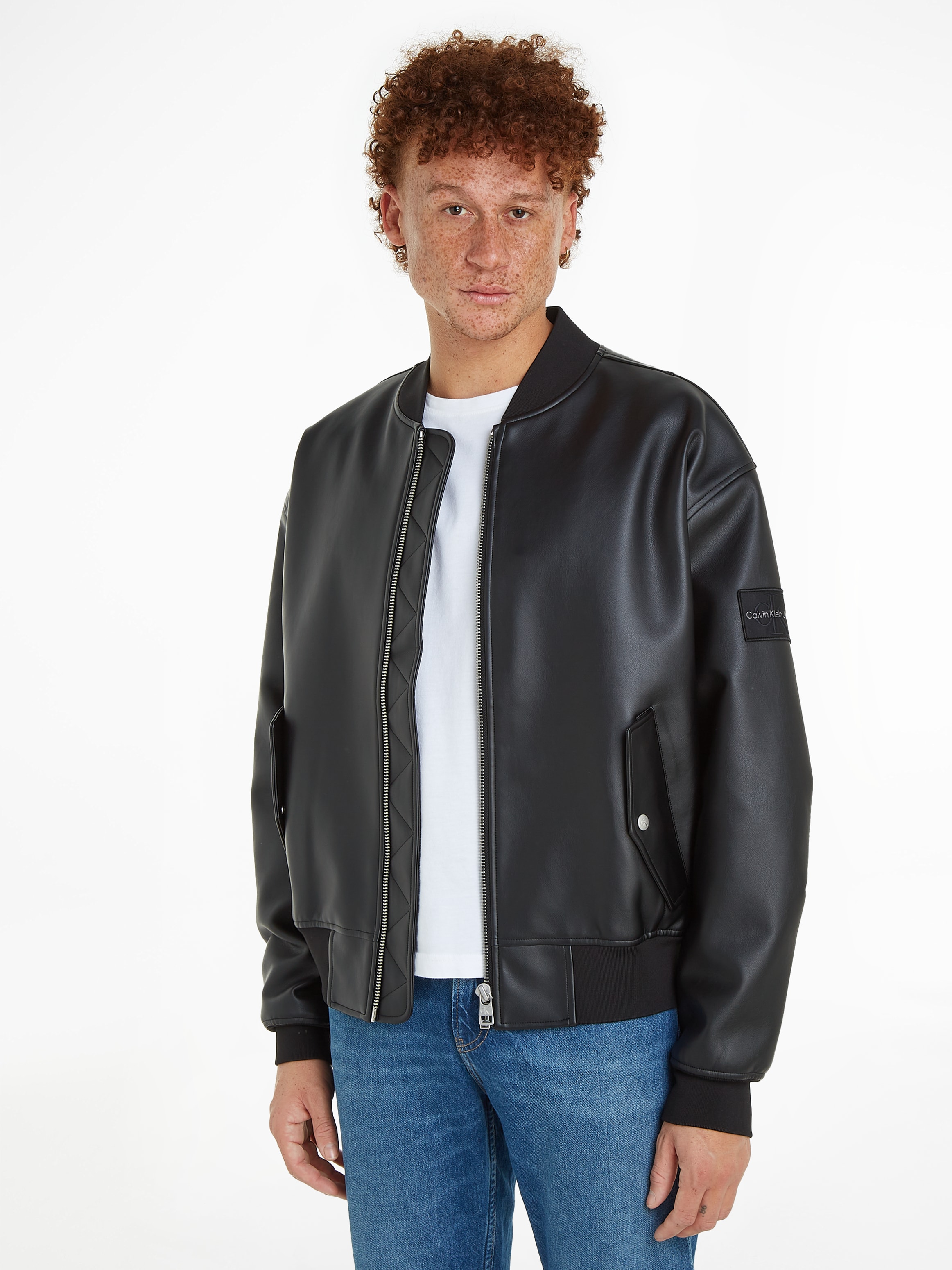 Collegejacke »FAUX LEATHER BOMBER«, in Lederoptik